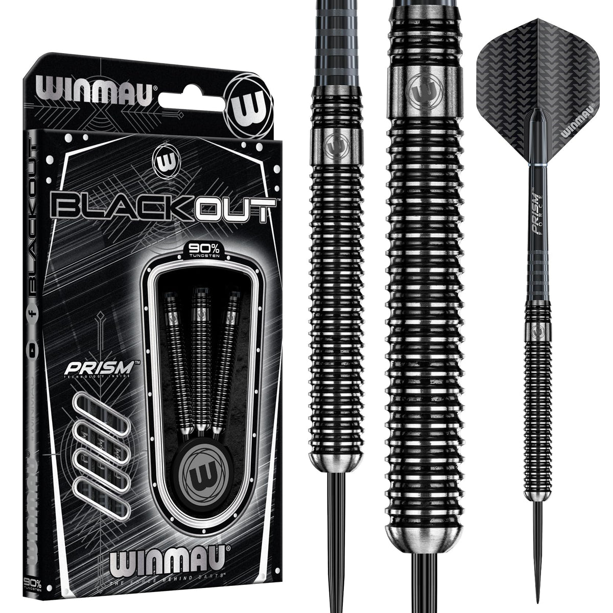 WINMAU Blackout 25 Gram Tungsten Darts Set with Flights and Shafts (Stems)