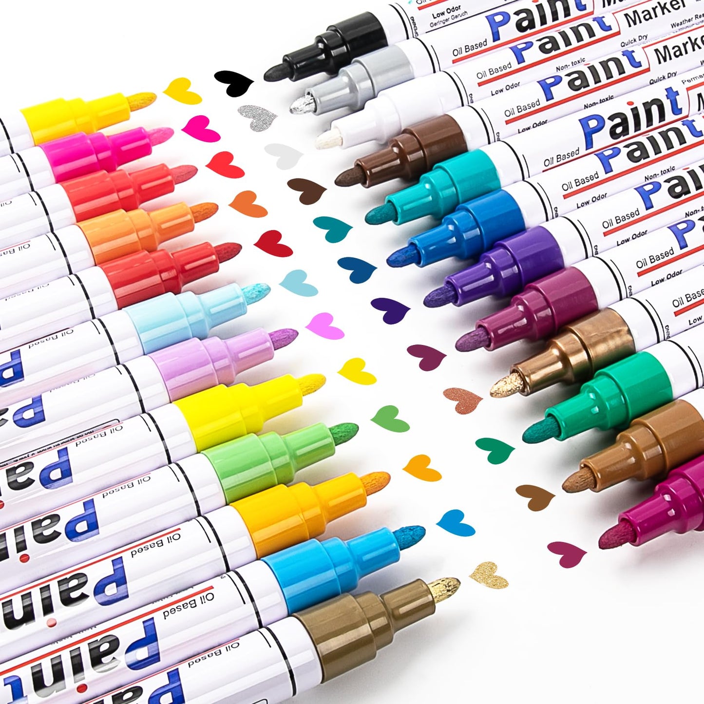 APOGO Paint Pens Paint Markers on Multiple Surfaces, Quick Dry Permanent Marker Pens, Oil-Based Ink Waterproof Paint Marker Pen Set for Rocks