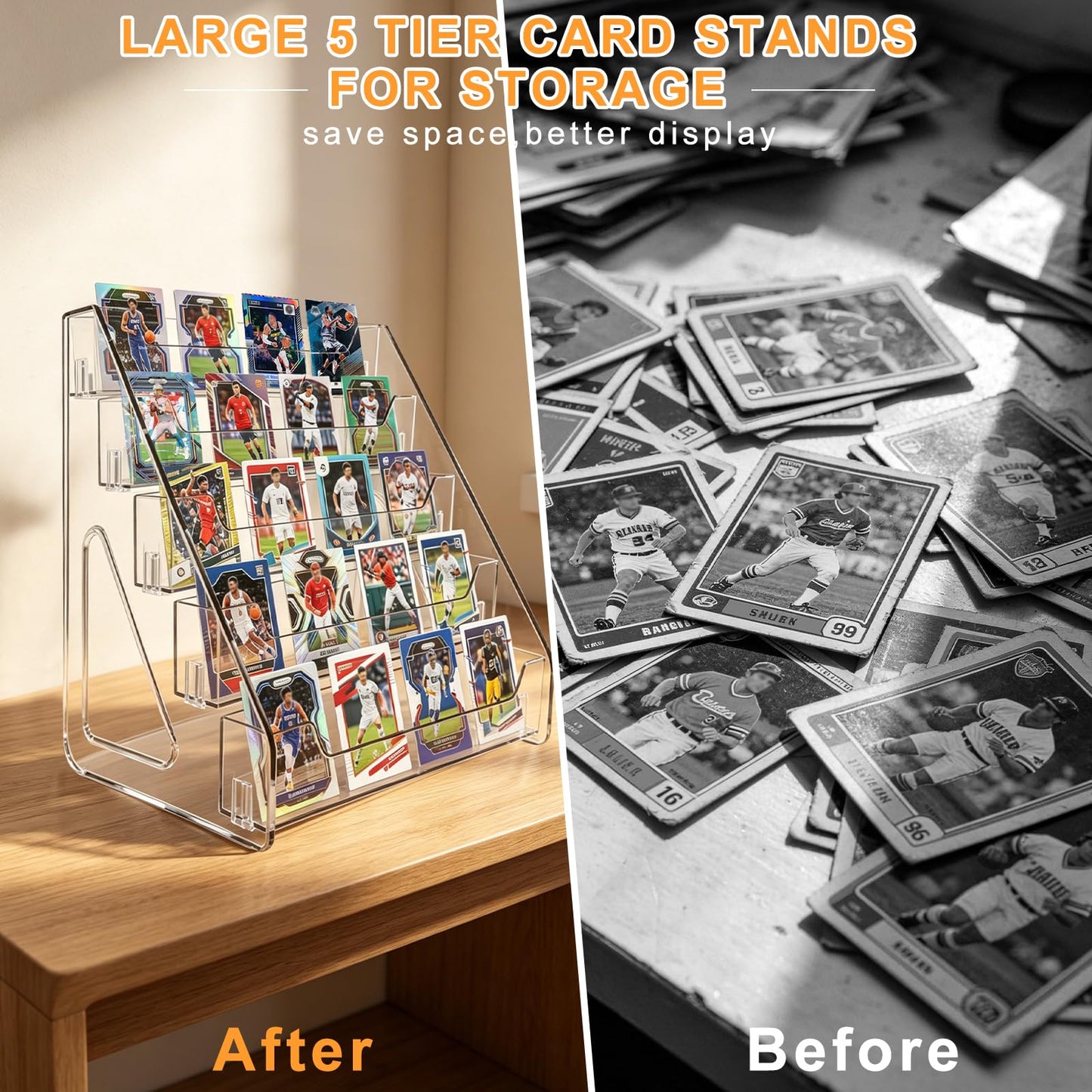 NONETO 5 Tier 12" Acrylic Trading Card Display Stand for Display Cards