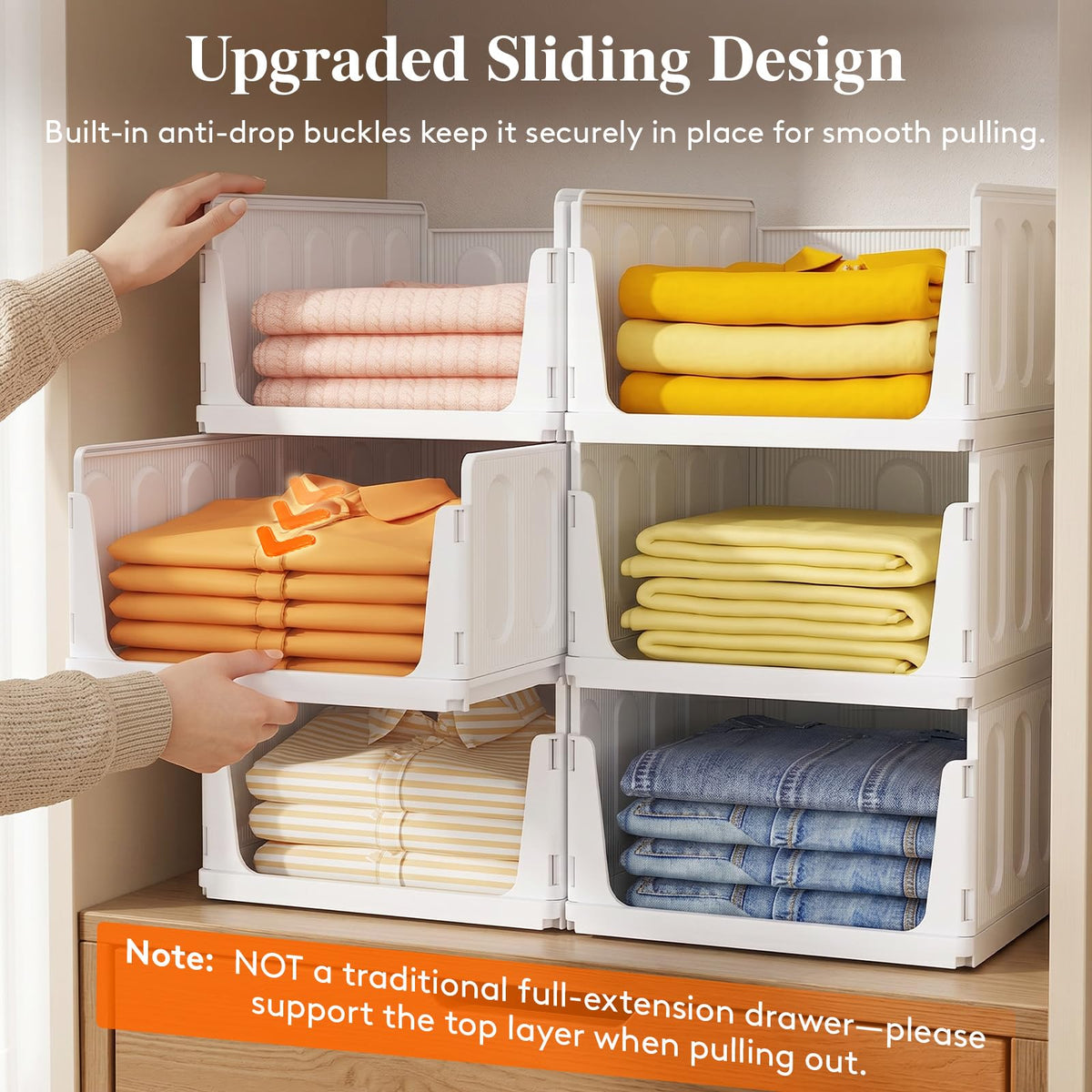 Lifewit 6 Pack Wardrobe Storage Organiser Stackable Hat Boxes 42 cm Depth