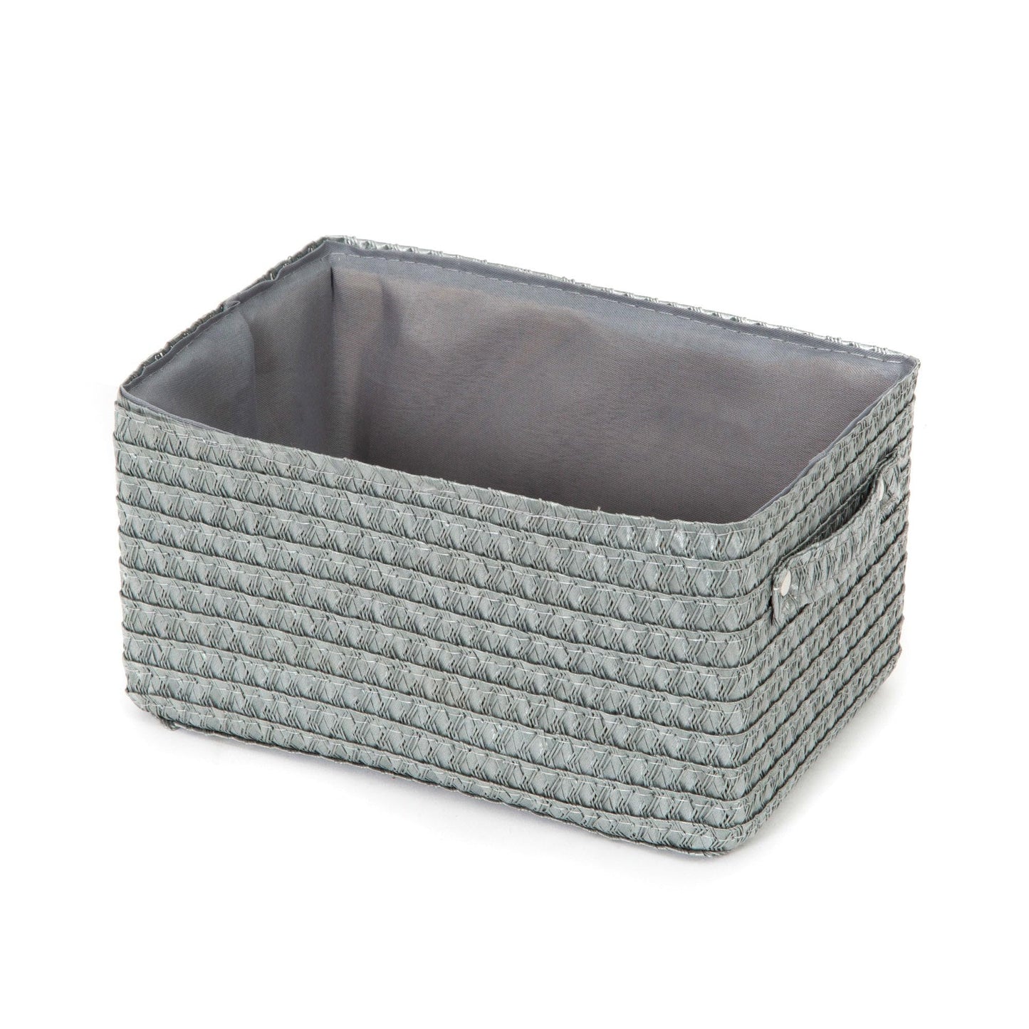 Compactor Rectangle Storage Basket with Pull Handle, Woven Storage Box Reinforced with Cardboard, For Cupboard, Desk and Shelf Storage