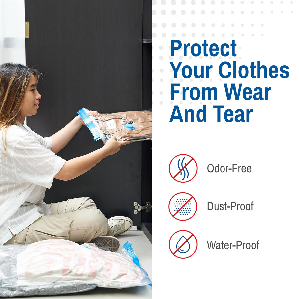 Spacesaver Vacuum Storage Bags - Vacuum Seal Bags for Clothing, Comforters, etc - Compression Seal for Closet Storage. Pump for Travel