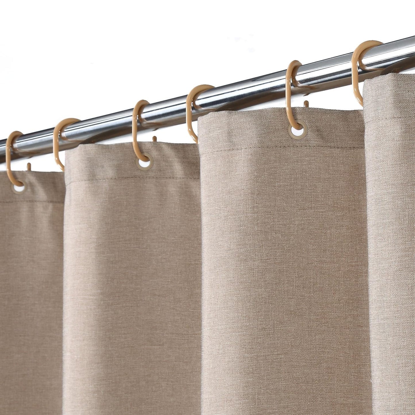 LinTimes Hotel Luxus Flachs Leinen wie 240GSM schwerer Stoff Duschvorhang mit Haken waschbar,Taupe,150x200 cm