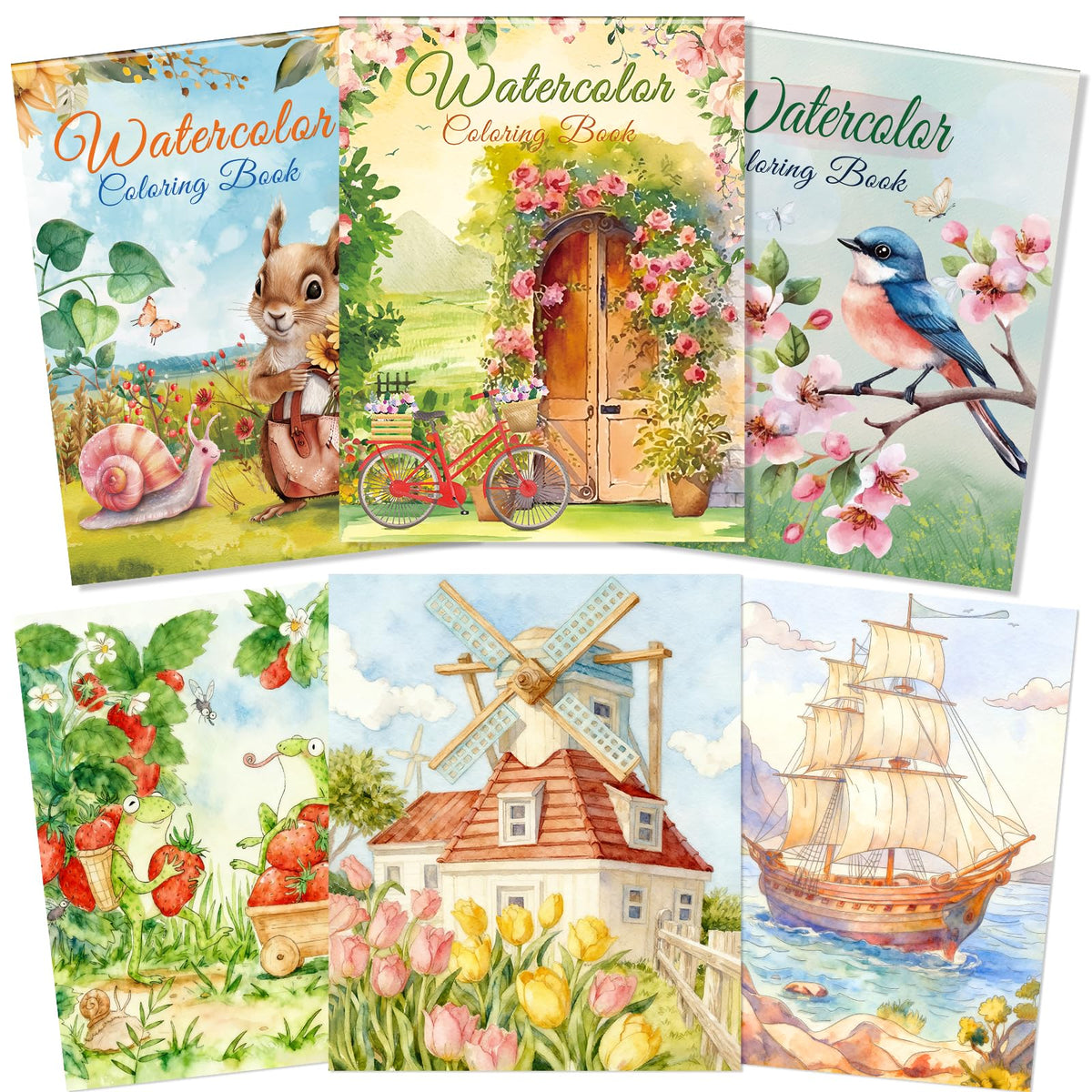 Kalysky 3 Pack A4 Water Colouring Book, Watercolour Workbook for Beginners, Watercolour Colouring Book for Adults, Watercolour Book for Painting,