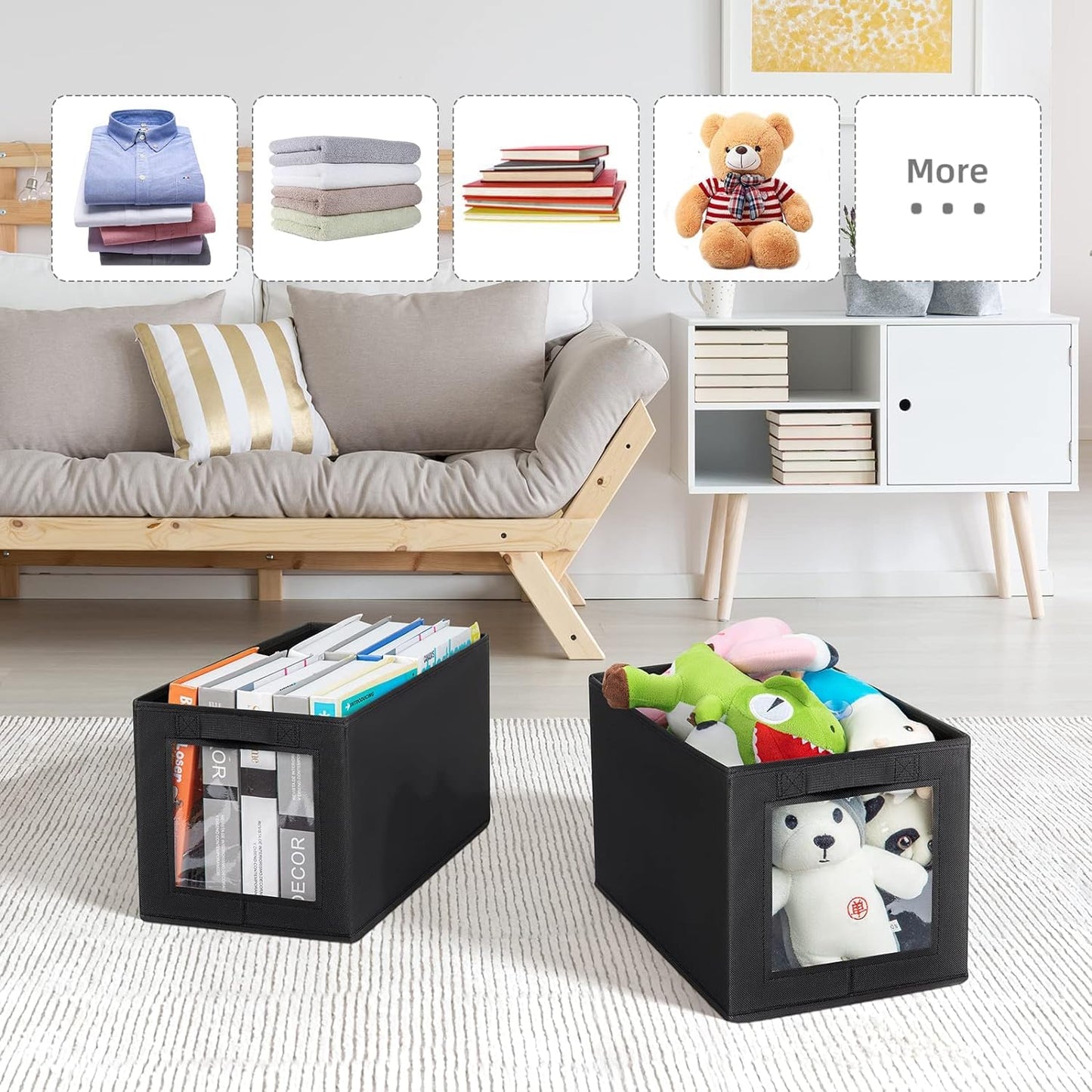 DIMJ Foldable Wardrobe Storage Boxes, 3 Pack Fabric Shelf Clothes Organiser