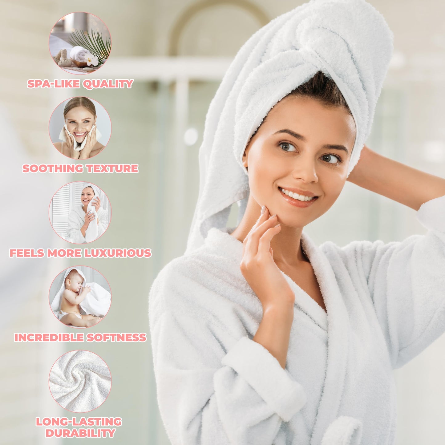 Superior Collection 100% Zero Twist Cotton Super Soft and Absorbent Bath Towel Set, Ivory (Set of 2)