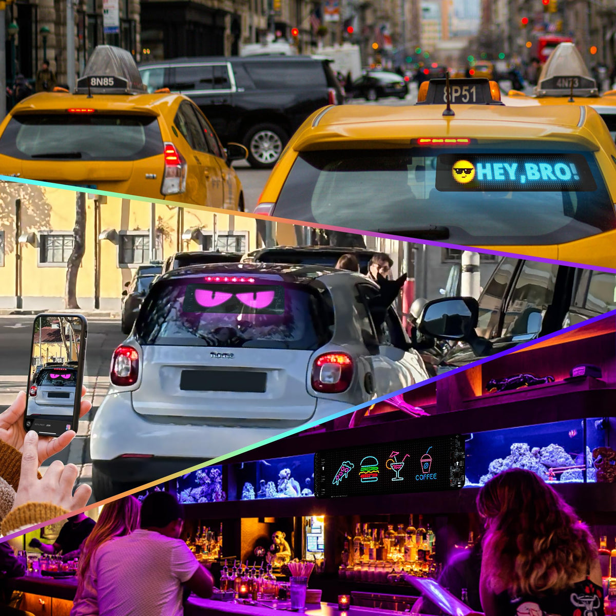 Devil Eyes Light for Cars - AI Voice LED Eyes for Trucks, Flexible Scrolling LED Signs for Cars, IP66 Waterproof Programmable Display with APP Control