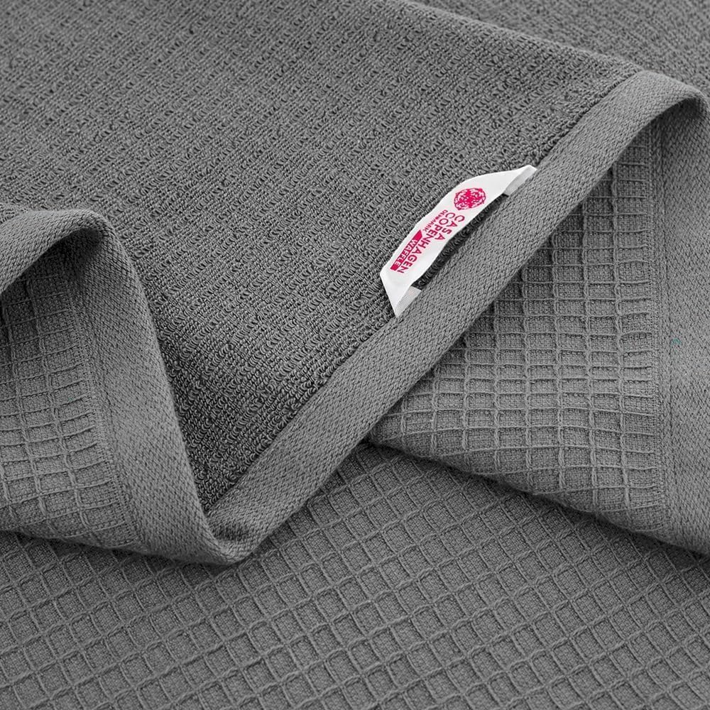 CASA COPENHAGEN Waffle 4-piece bath towel set – Grey-violet, 70x140 cm, Egyptian cotton, designed in Denmark, for bathroom, kitchen & shower