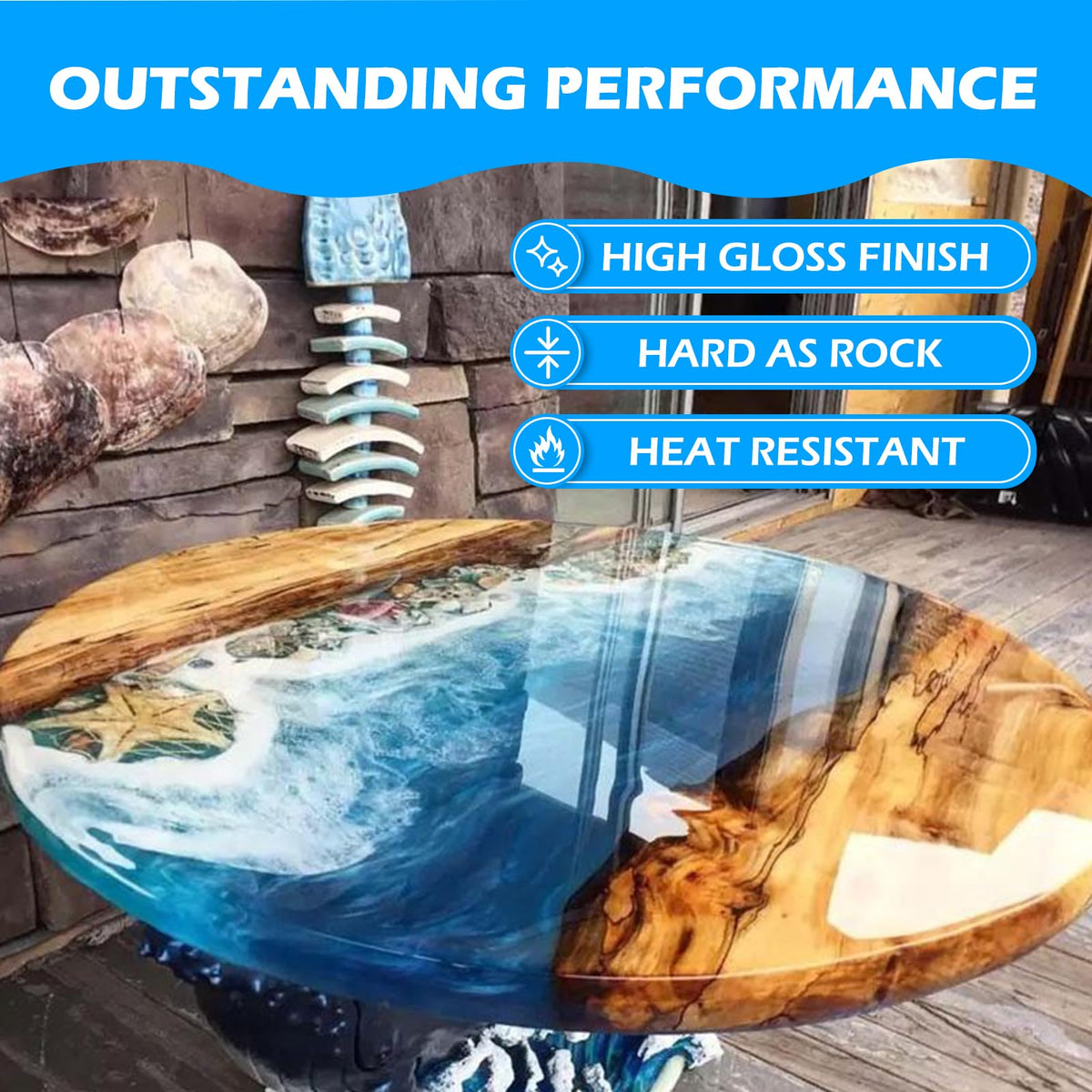 Teexpert Crystal Clear Epoxy Kit - 64oz Clear Coating & Casting Art Resin, 1:1 Epoxy and Hardener for Jewelry, Wood Coaster Tray