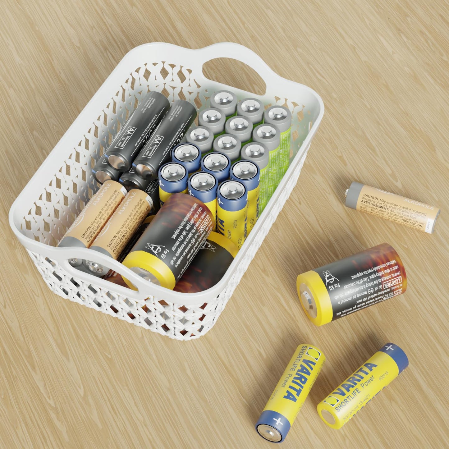 Parlynies Set of 12 Small Storage Tray Baskets, White Desktop Storage Basket Set