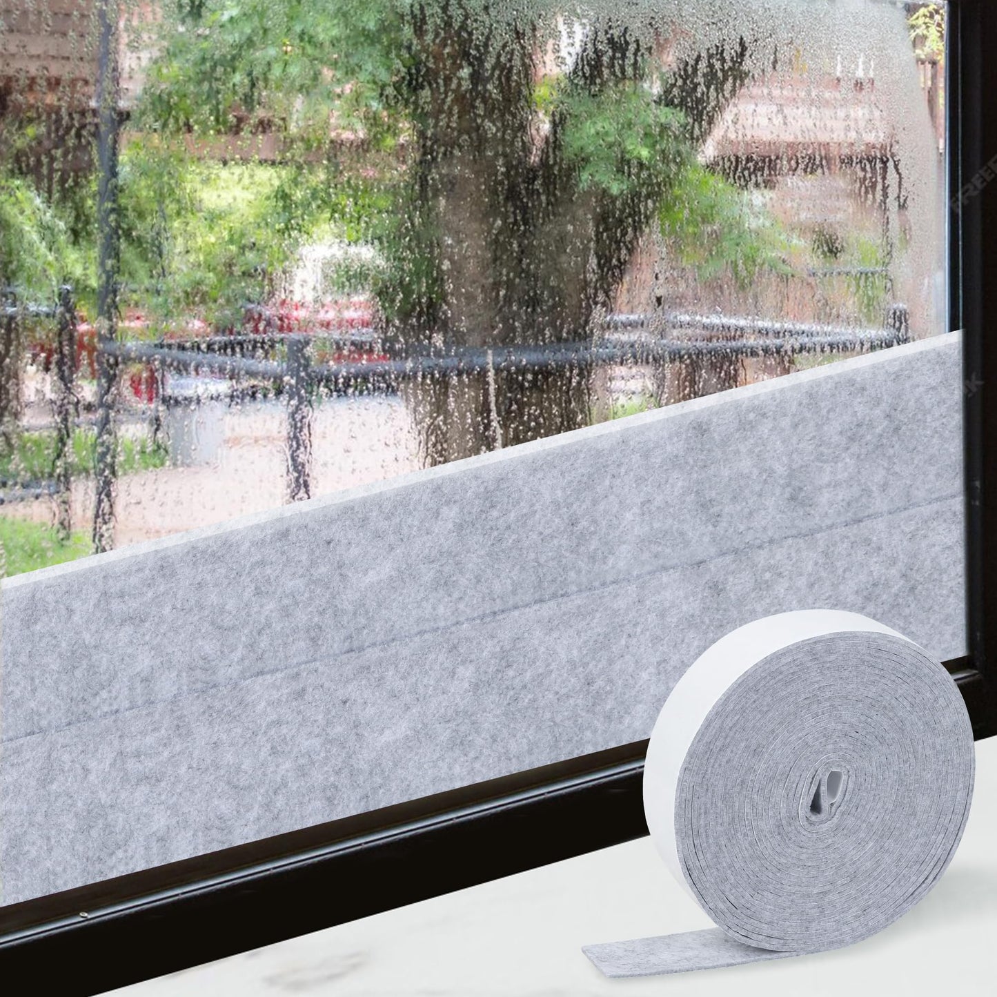 Ucatcher Condensation Absorbers Strip for Windows 5cm * 8M Anti Condensation Strip Self Adhesive Reusable Tape-Felt Moisture Absorber Strips to Absorb