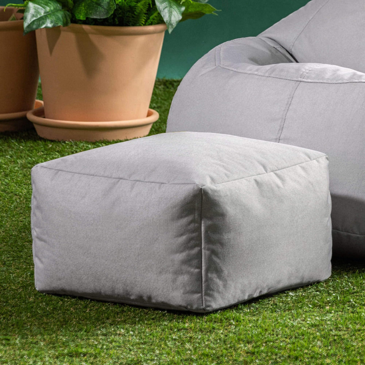 Bean Bag Bazaar Kingston Outdoor Bean Bag & Footstool with Filling, Grey