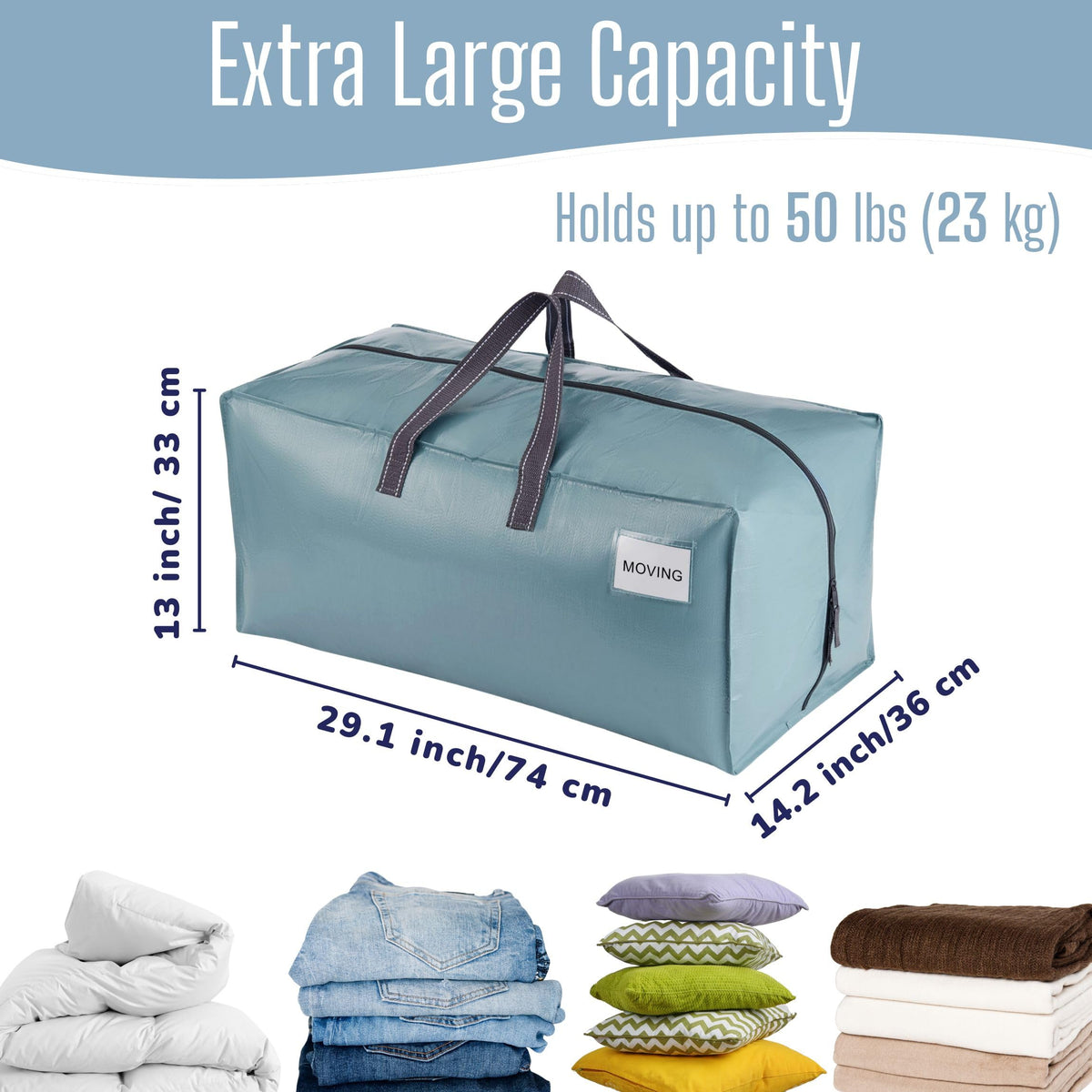 VENO 4 Pack Heavy-Duty Extra Large Moving Bags W/Backpack Straps, Moving House Essentials, Clothes Storage, Packing, Laundry Bags