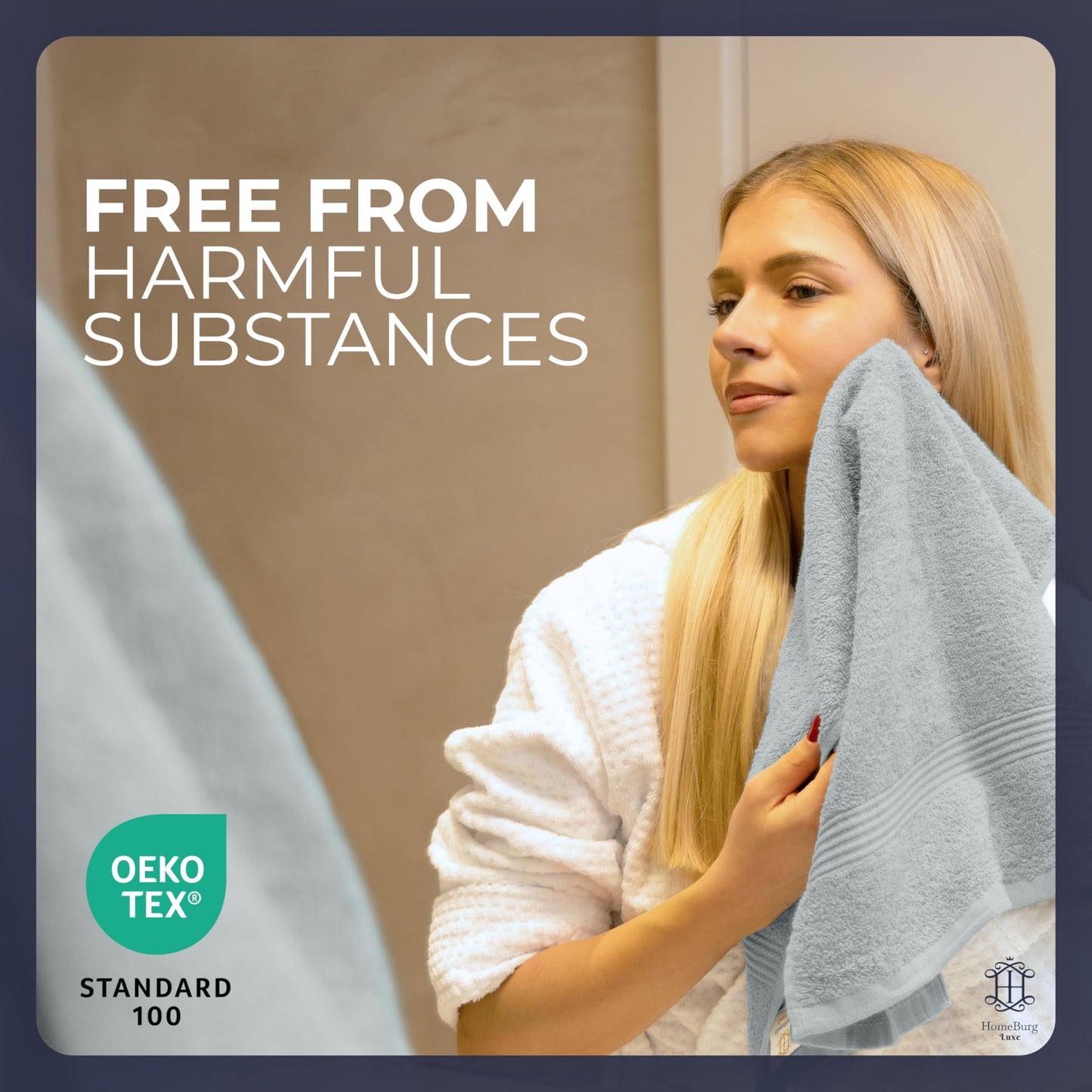 HomeBurg Luxe 6-Piece Towel Set – Soft & Absorbent Cotton, Quick-Drying, Easy Care, 40 x 70 cm, Ice Blue