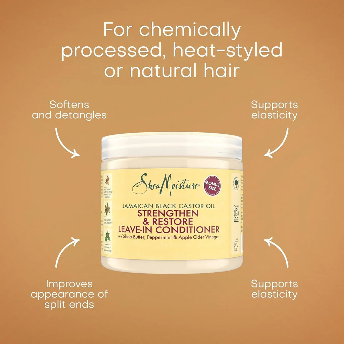 Shea Moisture Jamaican Black Castor Oil Strengthen & Restore Leave-In Conditioner 11 oz / 325 ml - For Breakage-Prone & Damaged Hair