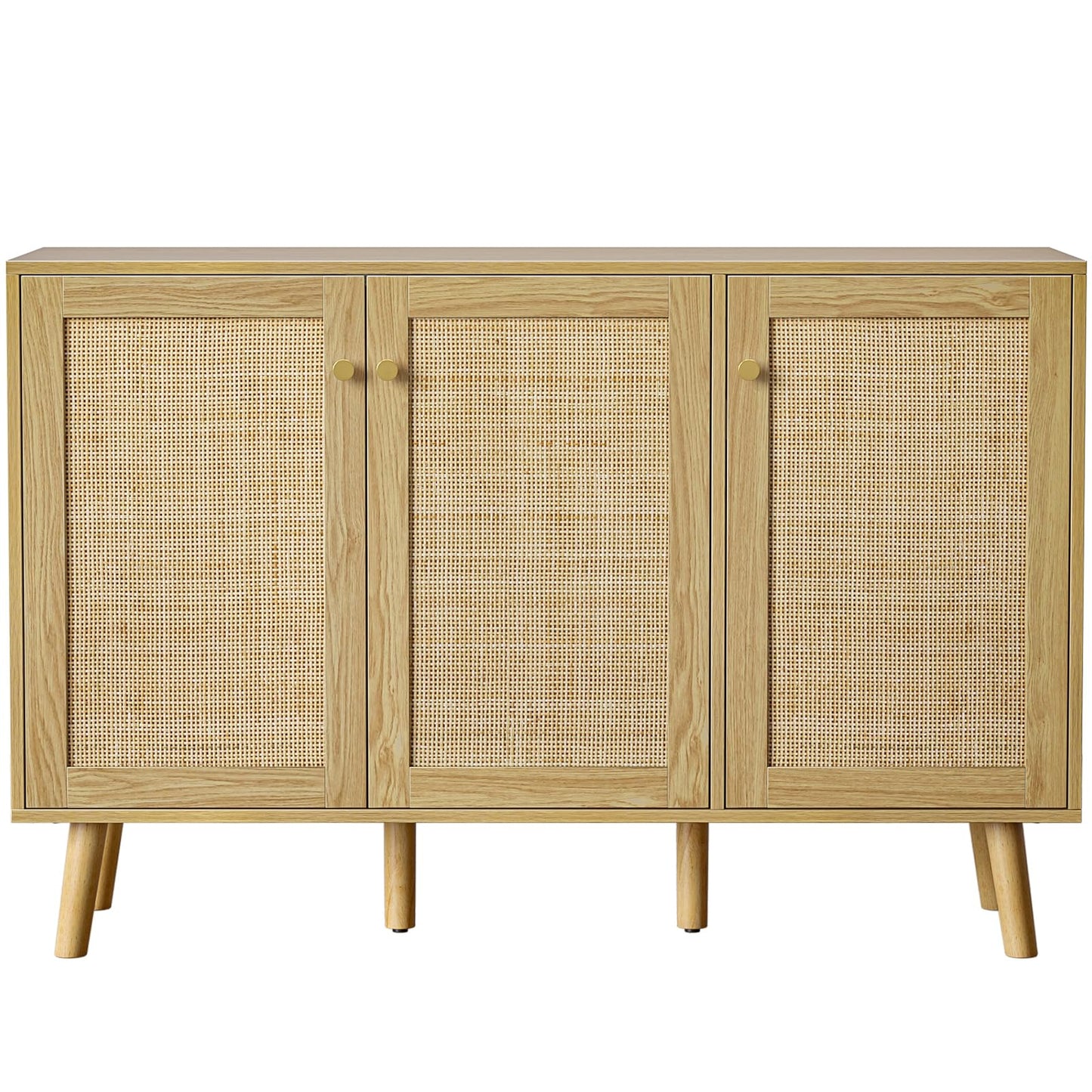 Skokliz Modern Shoe Storage Cabinet 3 Doors, Hallway Buffet Cabinet Entryway Accent Cabinets, Sideboard Wood Credenza with Adjustable Shelves for