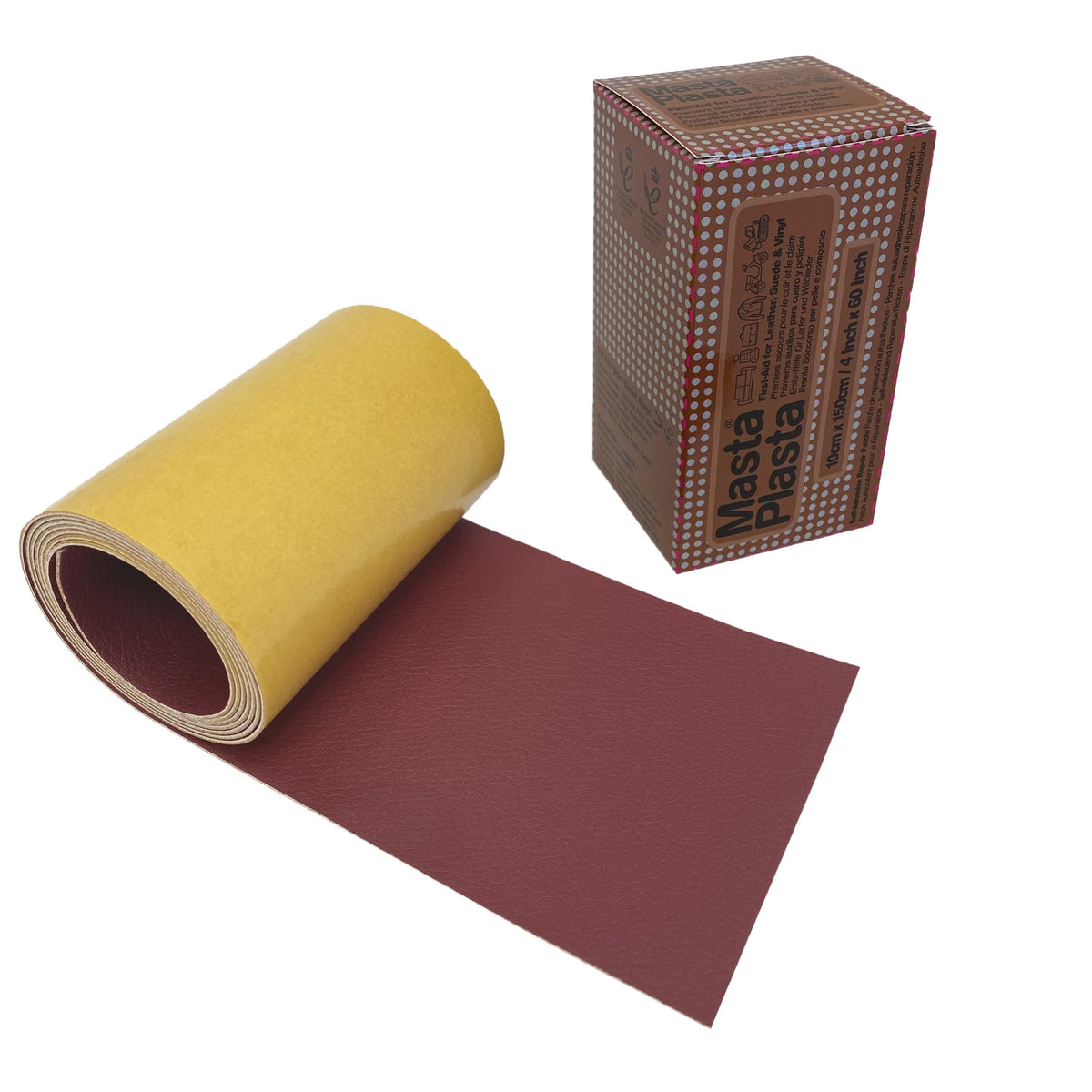 MastaPlasta Original Self-Adhesive Leather Repair Patch - Red 150 x 10cm (60 x 4in). Instant Upholstery-Quality Scratch and Tear Repair for Sofas, Car