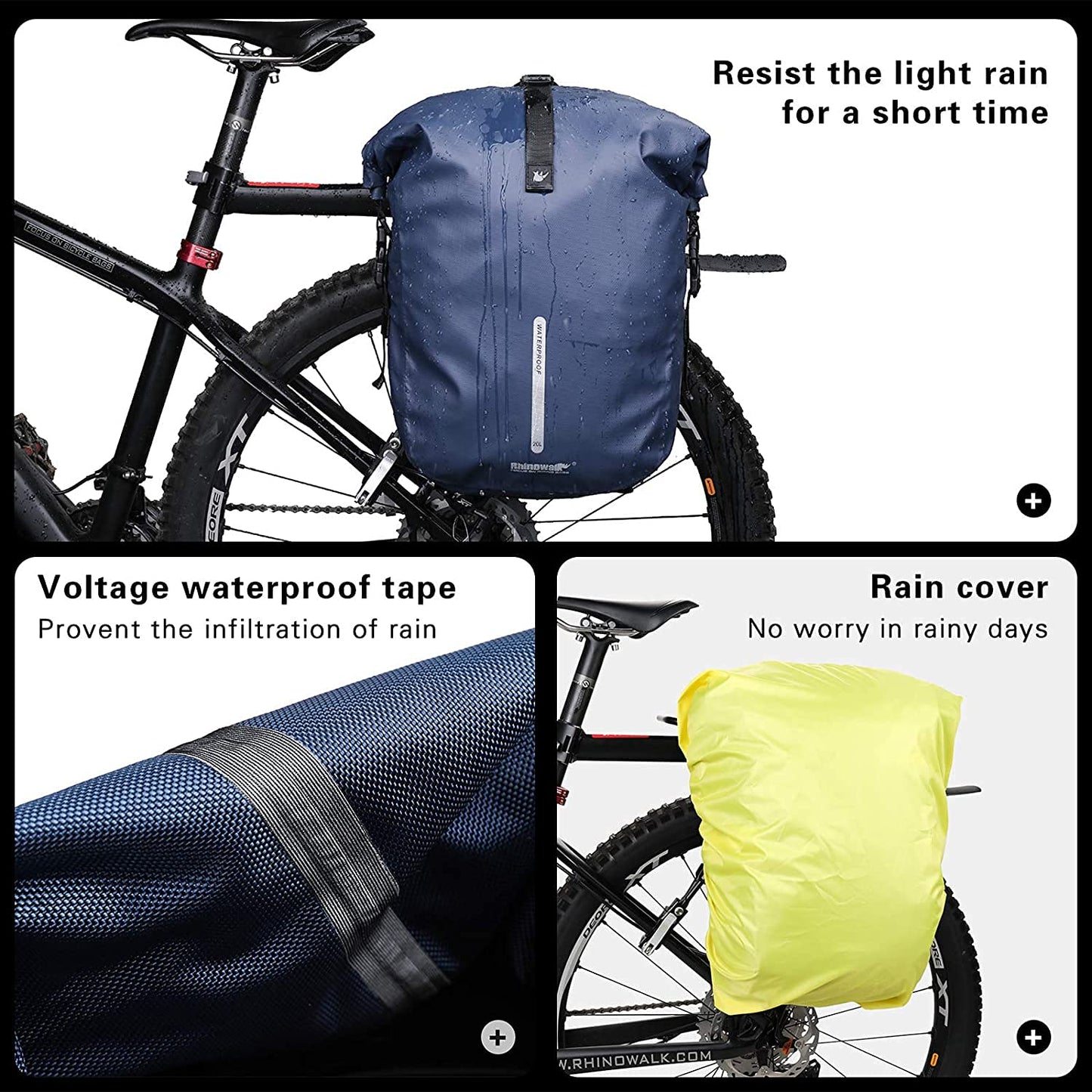 Rhinowalk Bike Pannier Bag Waterproof Rack Bicycle Bag 20L Bike Bag Laptop Pannier Backpack Professional Cycling Accessories Shoulder Bag