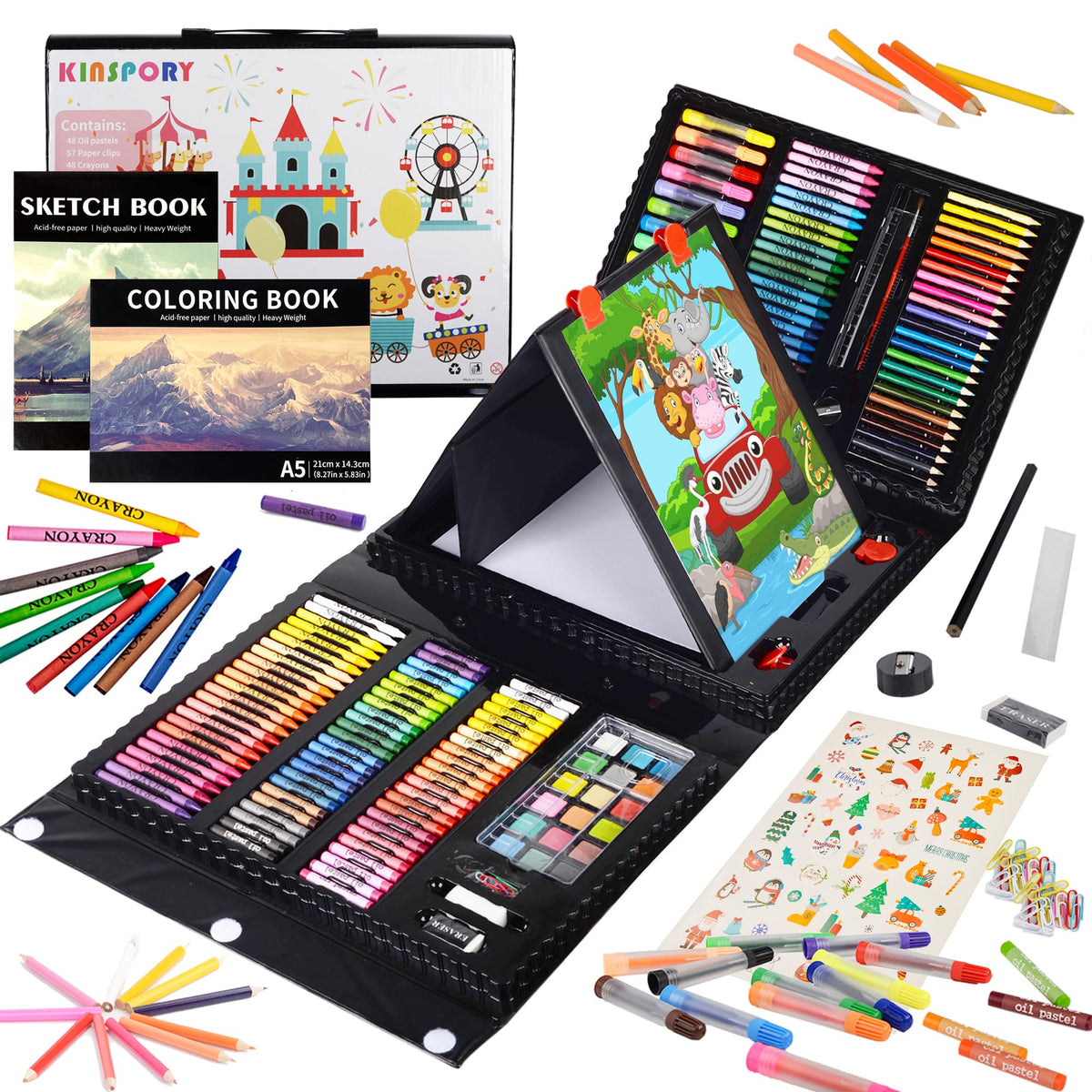 KINSPORY 290 PCS Art Set for Kids, Deluxe Coloring Drawing Art Supplies Case Gift for Teens Boys Girls 4 5 6 7 8 9 10 11 12