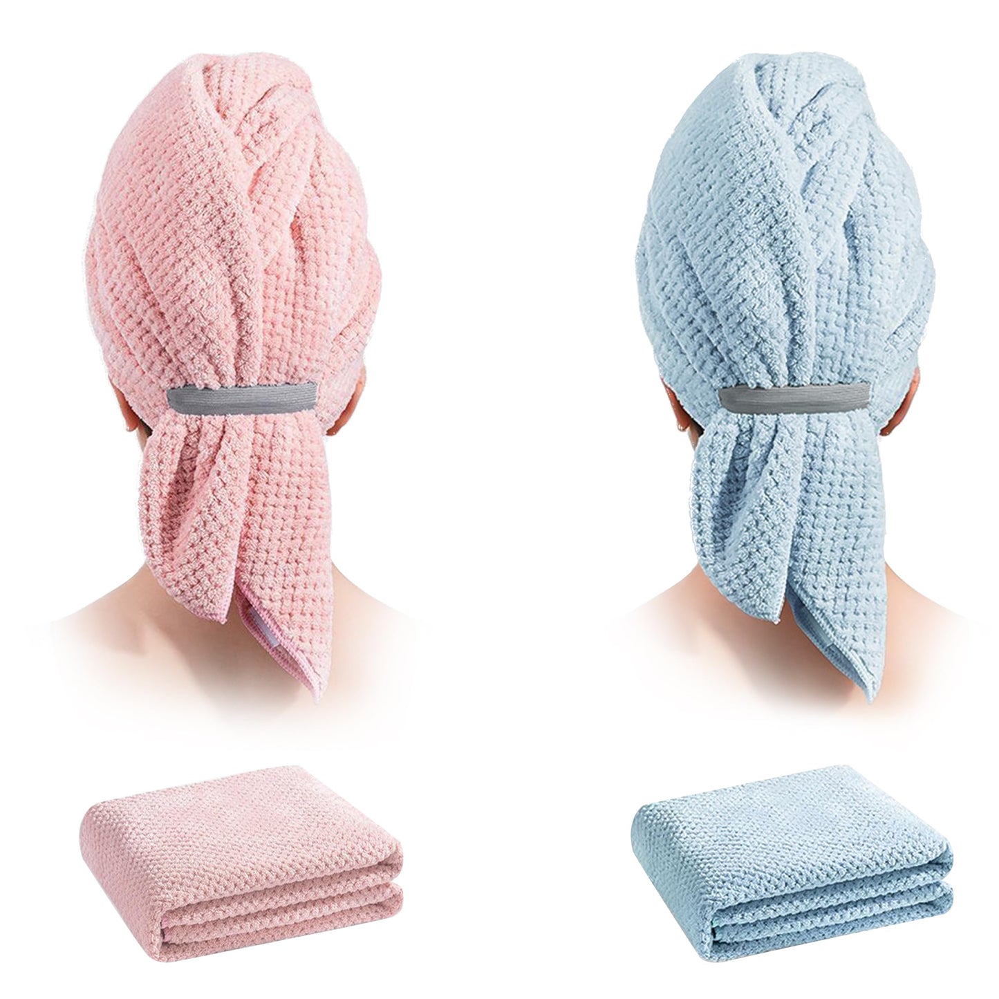 2Pack Microfibre Hair Towel,40 x 24 inches Hair Towel Wrap Super Absorbent