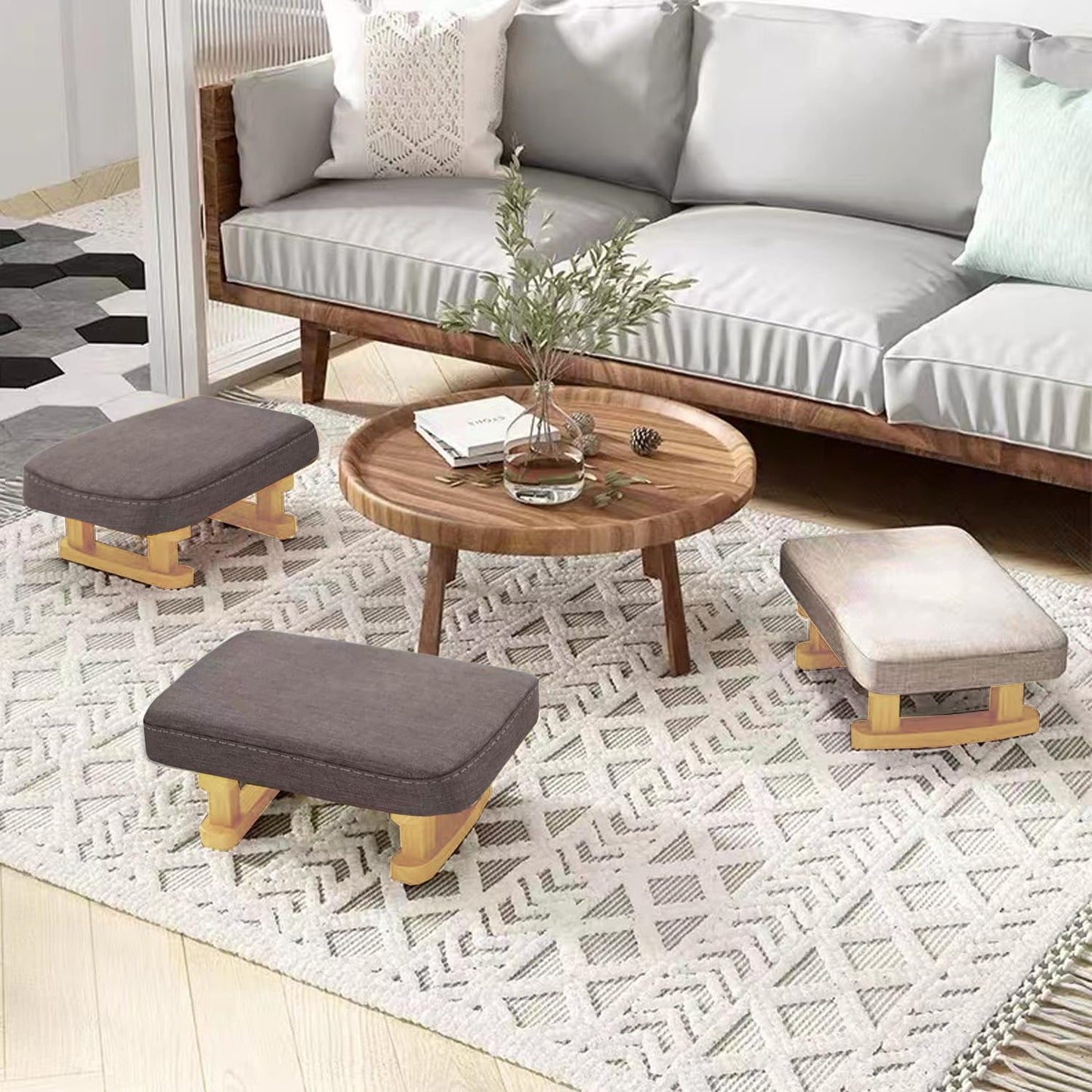 Stowetry Foot Stool, Pouffe Footstool with Removable Cover