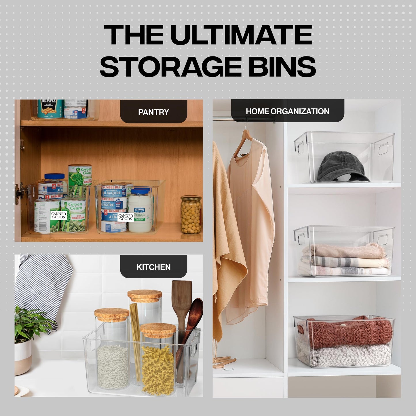 CLEARSPACE Plastic Storage Bins  Perfect Kitchen Organization  Fridge Organizer, Pantry Organization and Storage Bins, Cabinet Organizers (8 Pack)