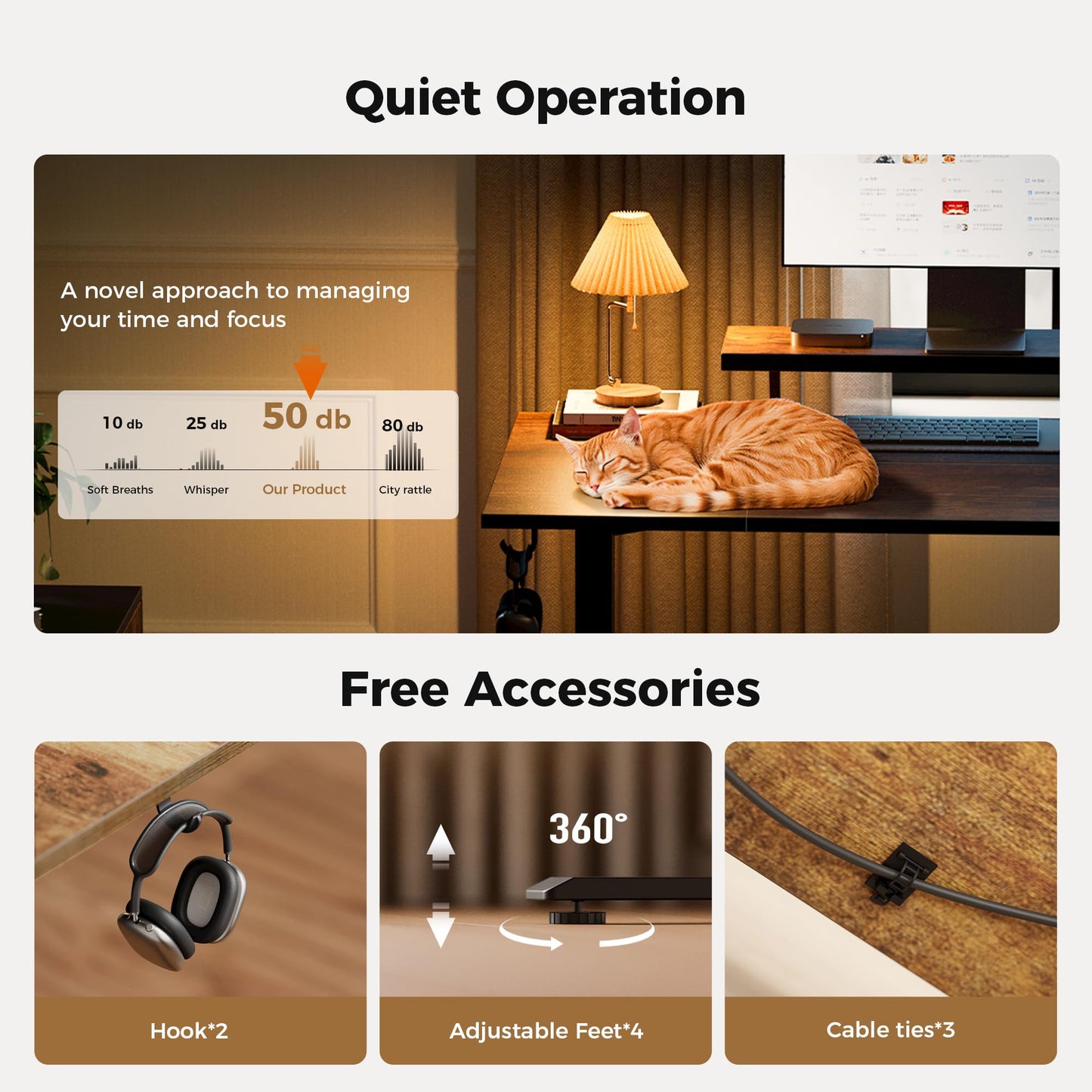 Agilestic Eletric Height Adjustable Desk, Movable Monitorstand, 120x80cm
