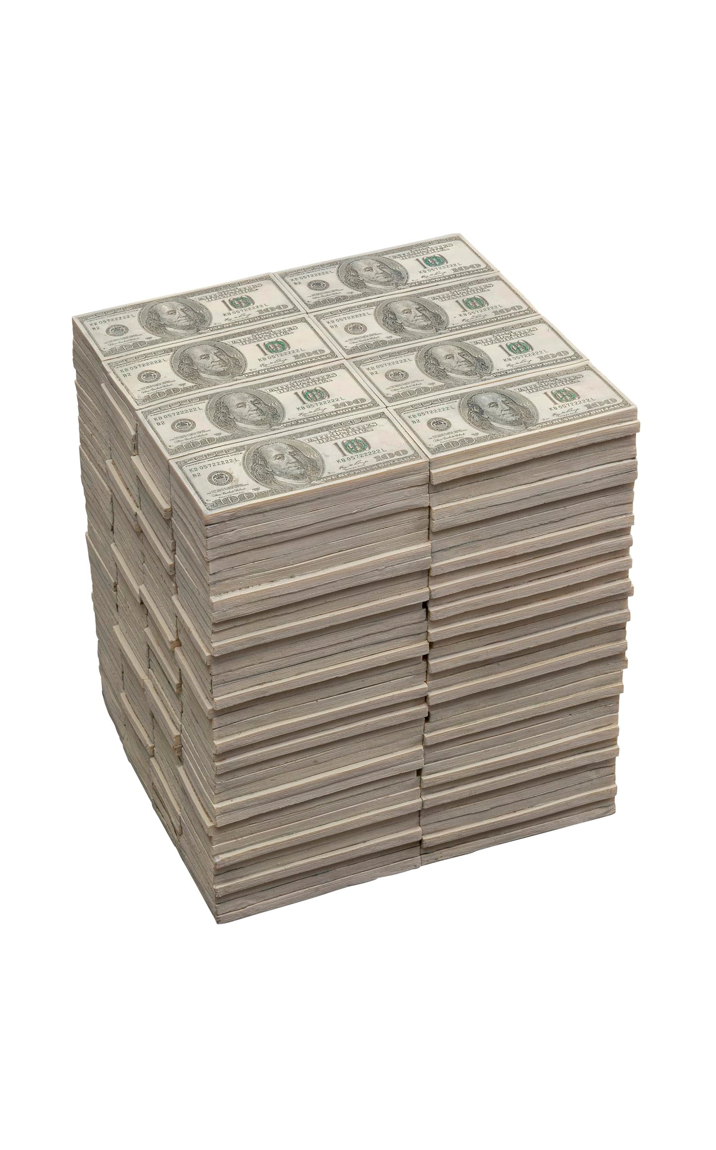 Kare Design Stool Dollar, multicoloured, polyresin, small stool with money design, 38x30,5x26,5cm (H/W/D), Beige