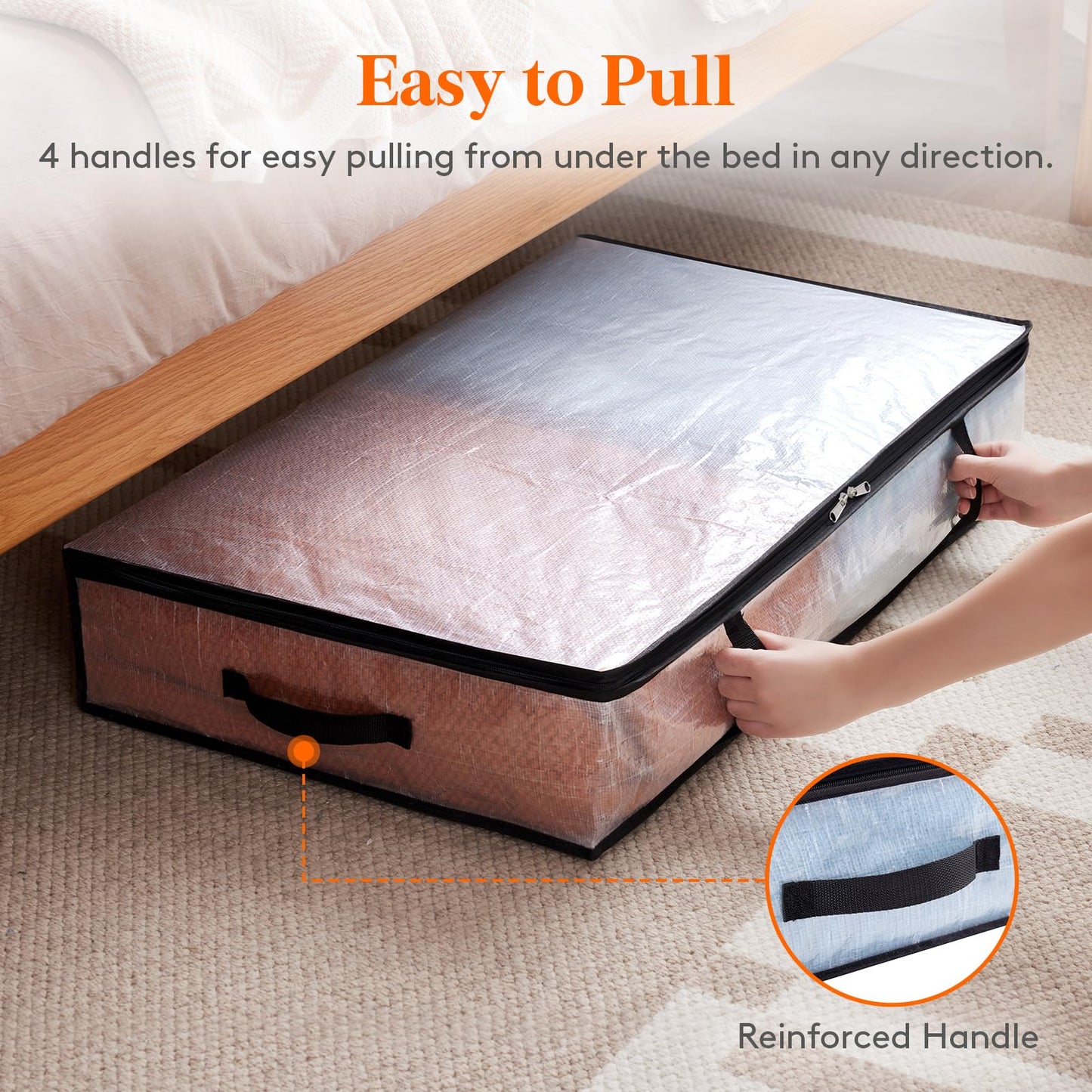 Lifewit 6 Pack Under Bed Storage, 60L Large Clear Plastic Storage Bags, Clothes Storage Boxes Wardrobe Storage Organizer with Reinforced Handle Sturdy