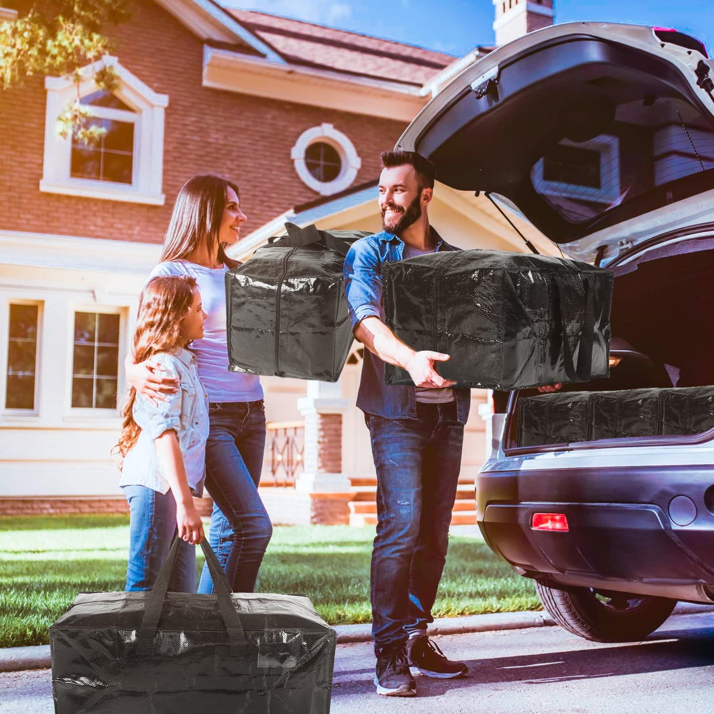 Moving Bags, ZIZINET Moving Bags Extra Large Strong,90L Big Bags with Backpack Straps,Handles, Zippers and Tag Pocket, for Moving,Travelling,Camping,