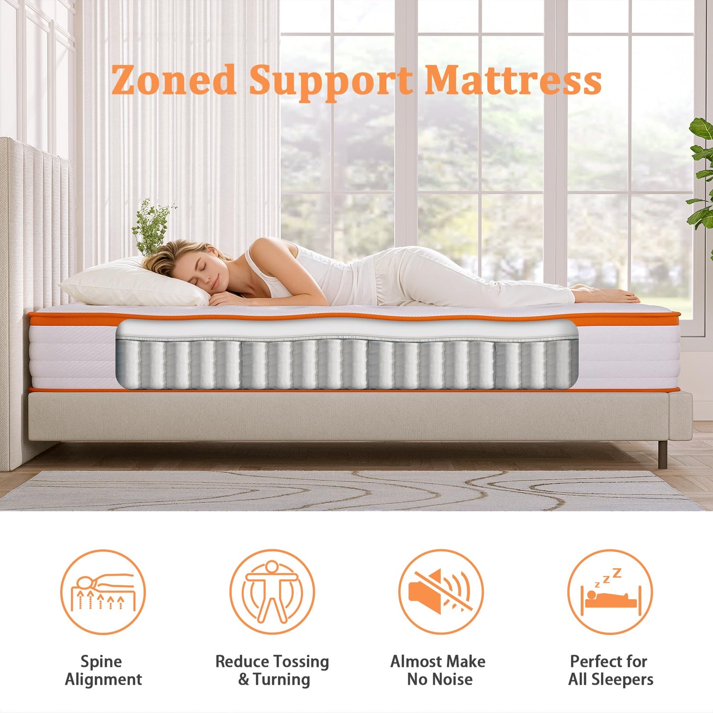 TeQsli Small Double Mattress 4FT, 18cm Hybrid Pocket Sprung Mattress Small Double - Medium Firm - Ideal for Guest Beds