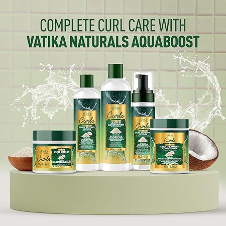 Vatika Naturals Curls Curl Defining Cream – Rice Water & Electrolytes for Defined, Hydrated Curls 227g/8.01 oz