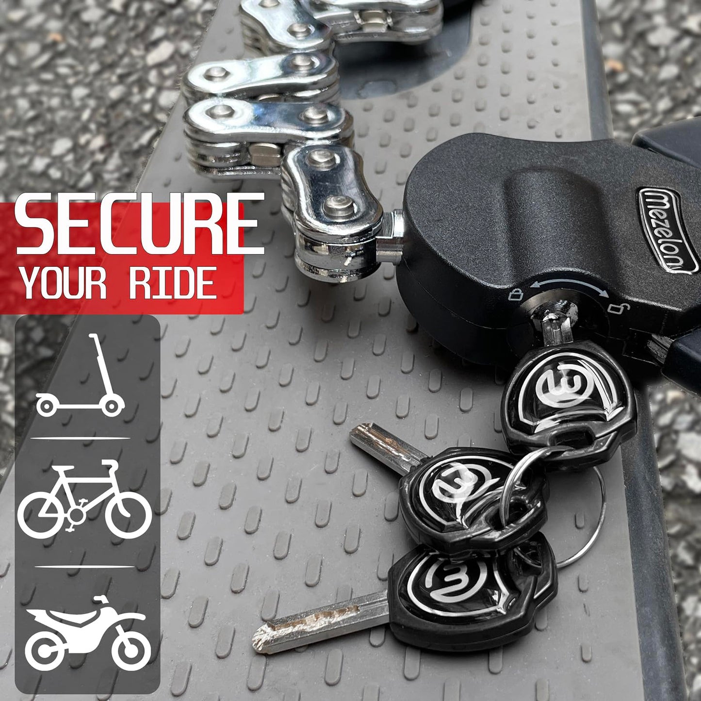 Mezelon Anti Theft Lock for Electric Scooters, Bikes, Motorbikes, Handcuff Locks with Waterproof Storage Bag, Hardened Laminated Steel Lock for E