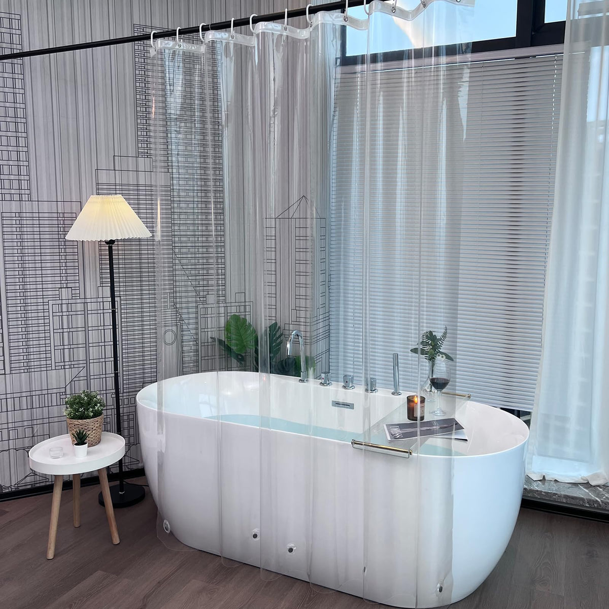 EurCross Clear Plastic Shower Curtains Mould Proof and Mildew Resistant,Transparent Waterproof High Grade PEVA 200cm Long Shower Curtain Liner for