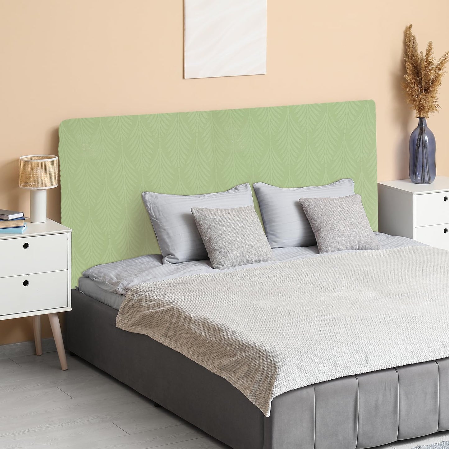 sourcing map Bed Headboard Slipcover, 150cm Jacquard Fabric Stretch Protector Covers, Dustproof Cover for Queen Size Headboard Bedroom Decor, Green