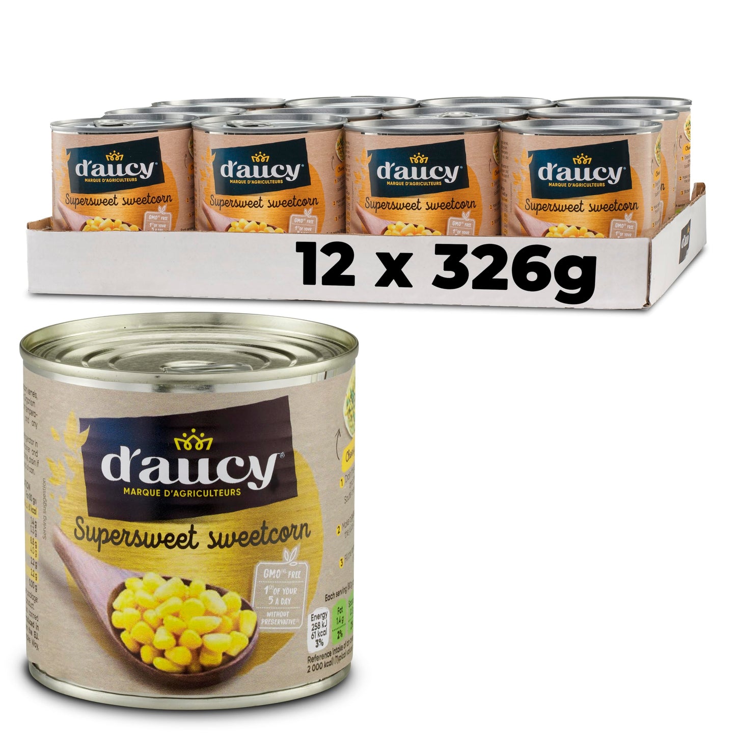 D'Aucy Sweetcorn 326g (Pack of 12)