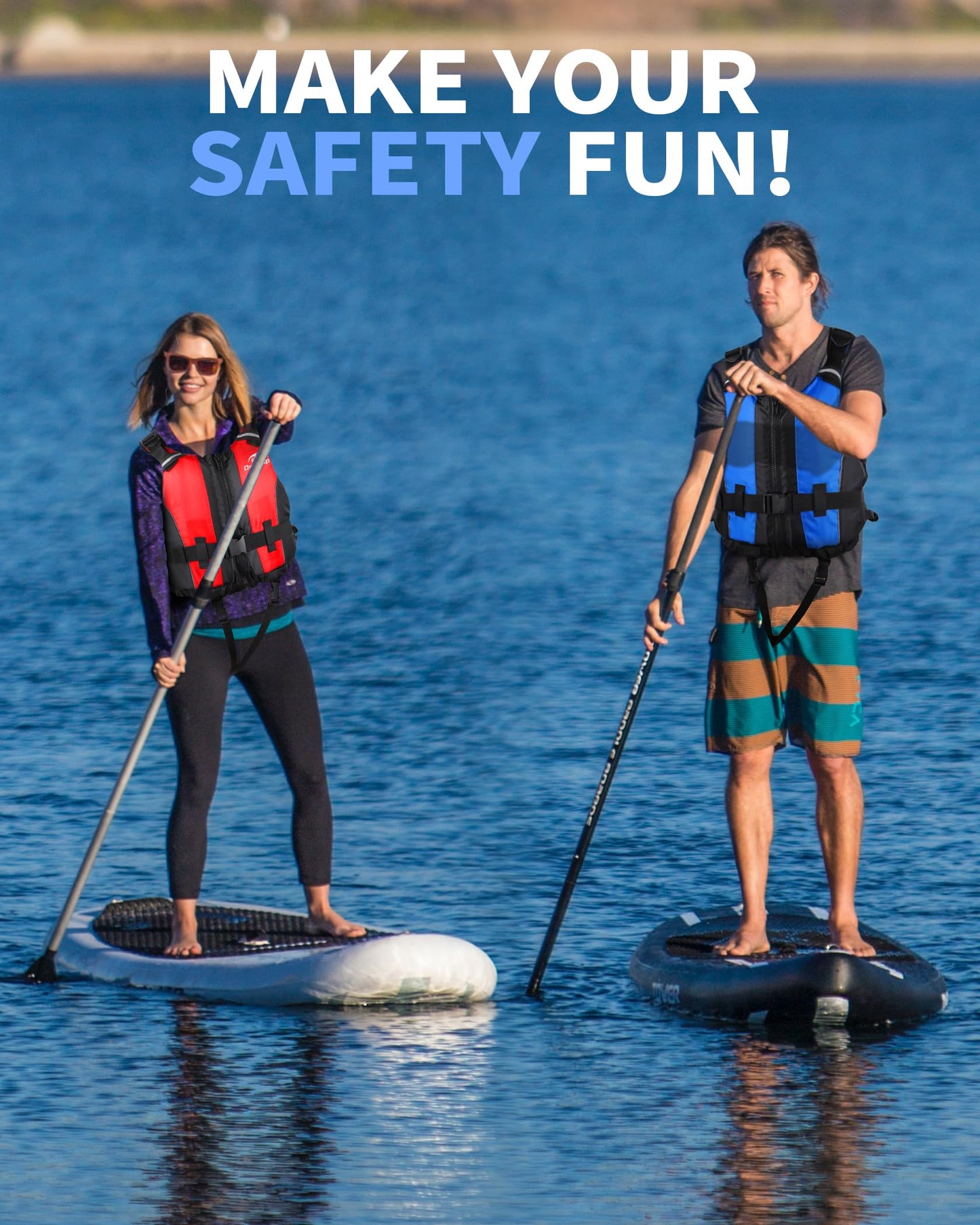Owntop Buoyancy Aids Adults, Foam Buoyancy Vest Jacket with Crotch Strap Inner Pocket Unisex for Paddleboarding Kayaking Sup Fishing - Blue M/L