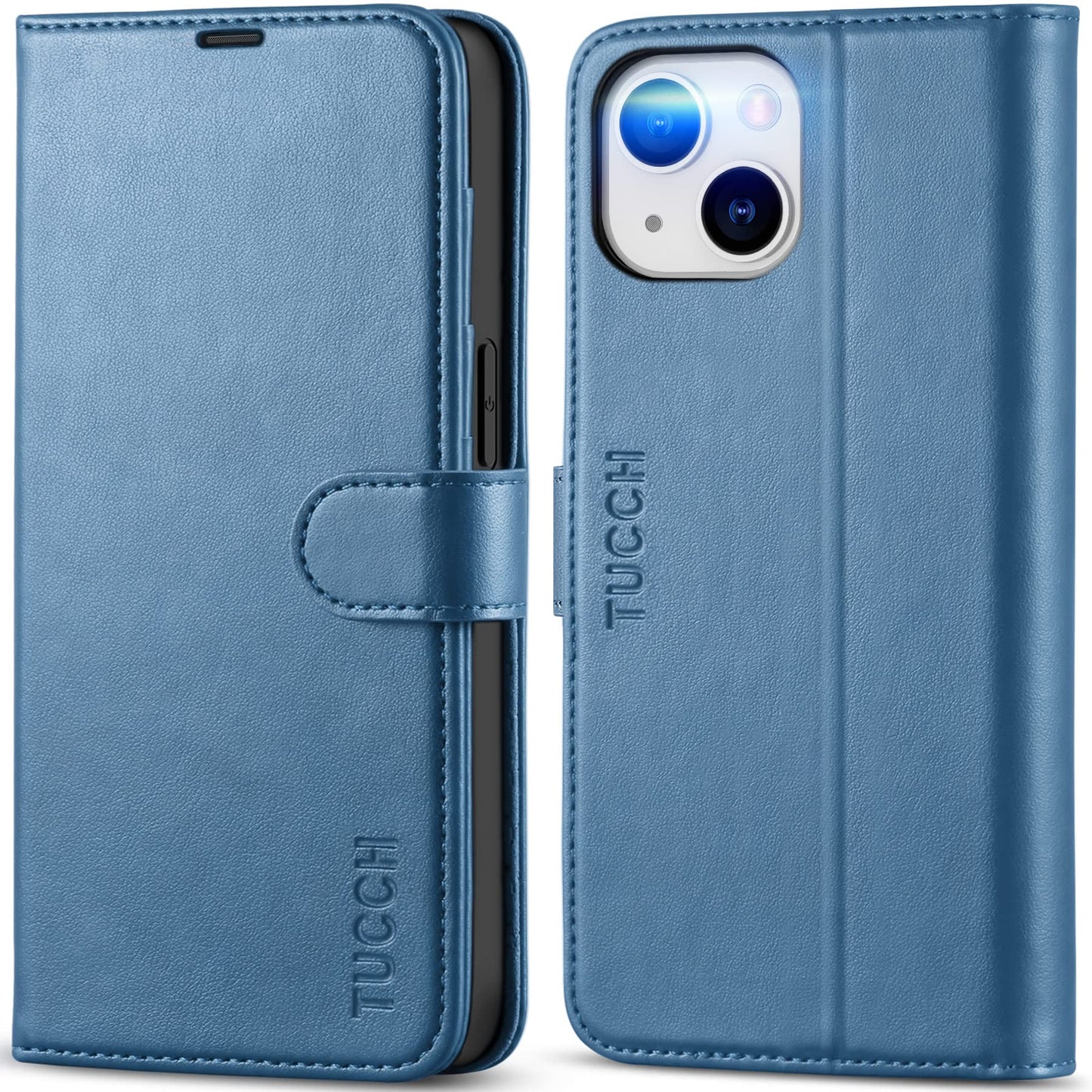 TUCCH Wallet Case for iPhone 14 (6.1") 2022 5G, Magnetic Protective PU Leather Flip Folio Cover with[RFID Blocking][Credit Card Holder]Viewing