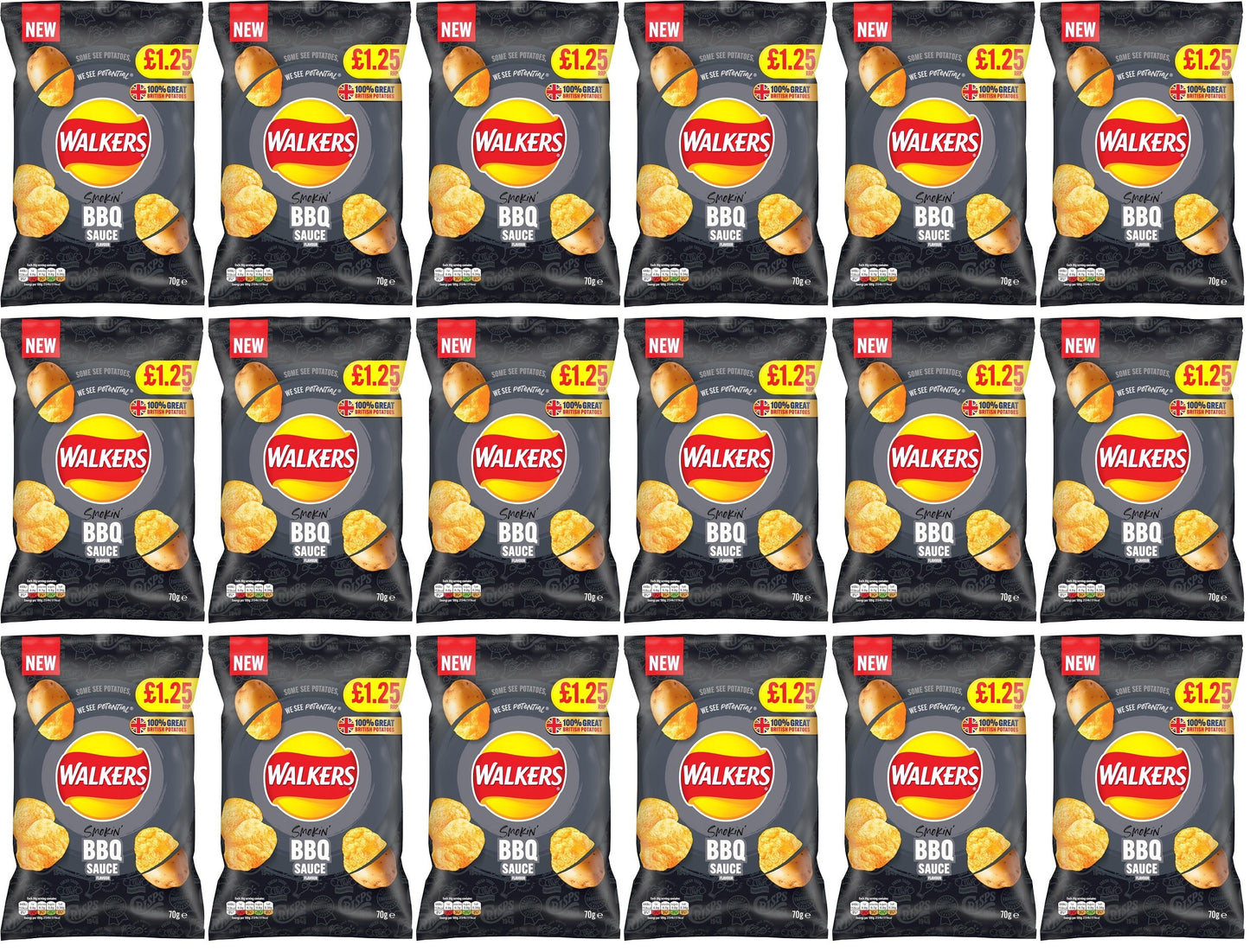 18 x Walkers Bbq Sauce - 70GM