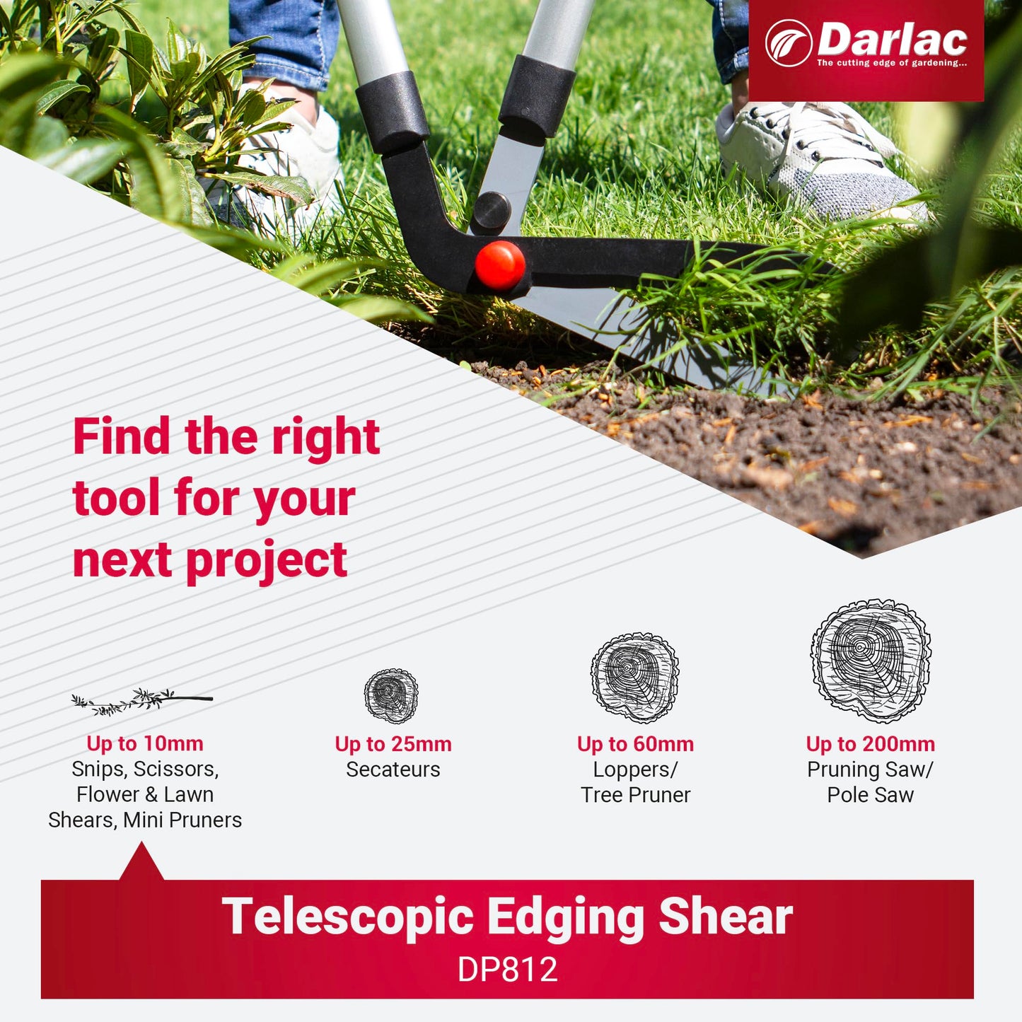 Darlac Telescopic Edging Shear ? Garden Lawn Edging Shears with Extendable Handles & Razor-Sharp Blade ? Adjustable to Any Gardener's Height ?