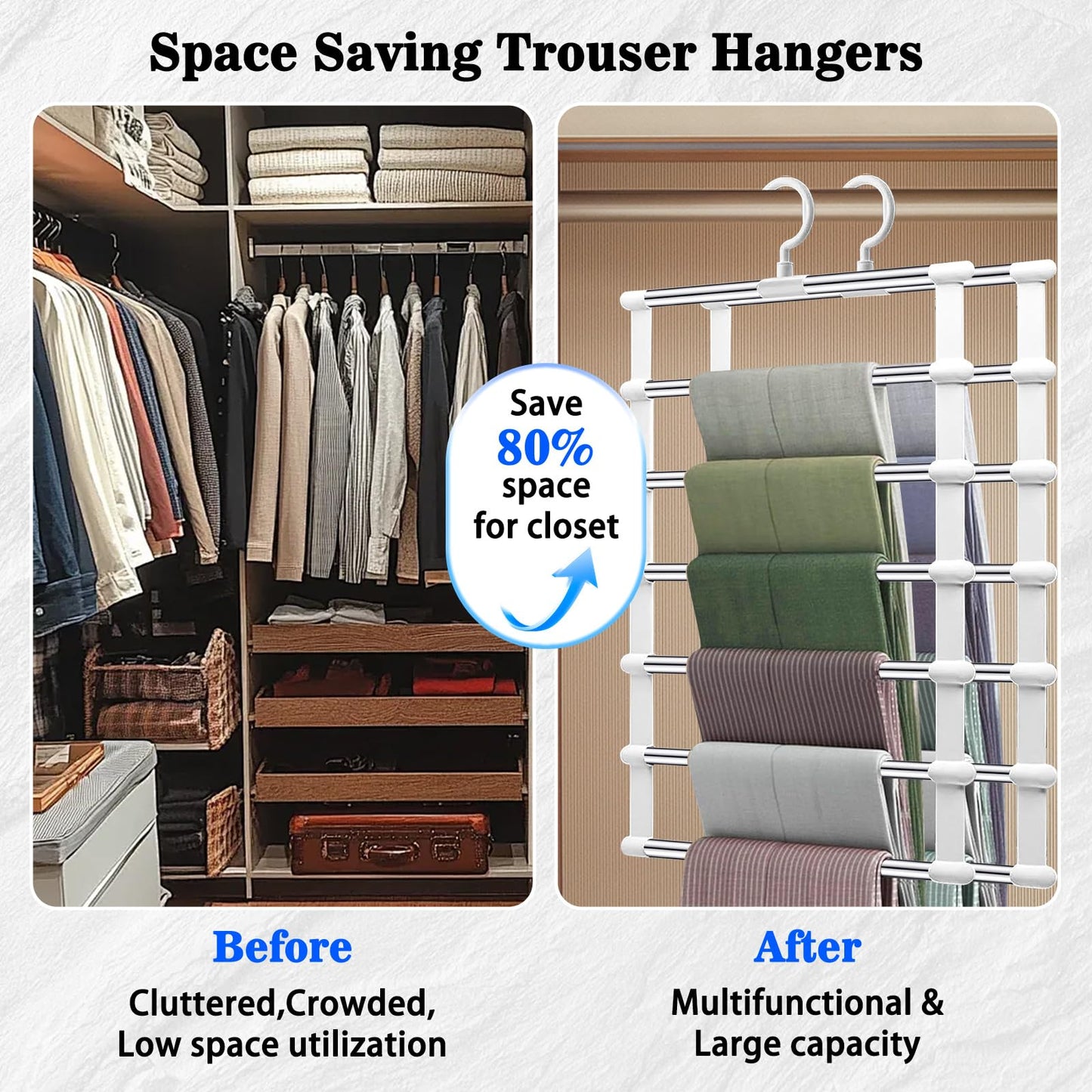 Yilnlg 2 Pack Trouser Hangers, 360°Rotatable Space Saving Metal Hanger