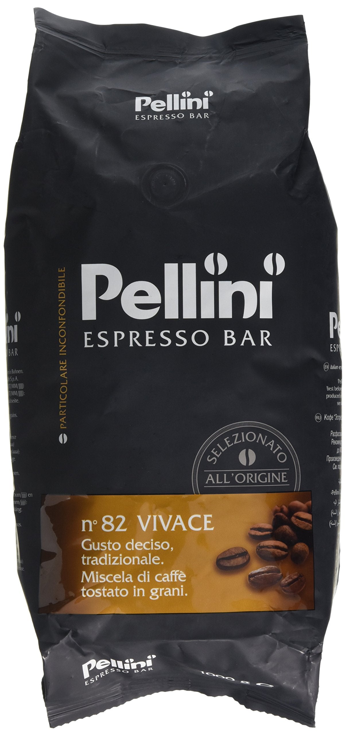 Pellini Number 82 Vivace Roasted Coffee Beans 1 kg (Pack of 2)