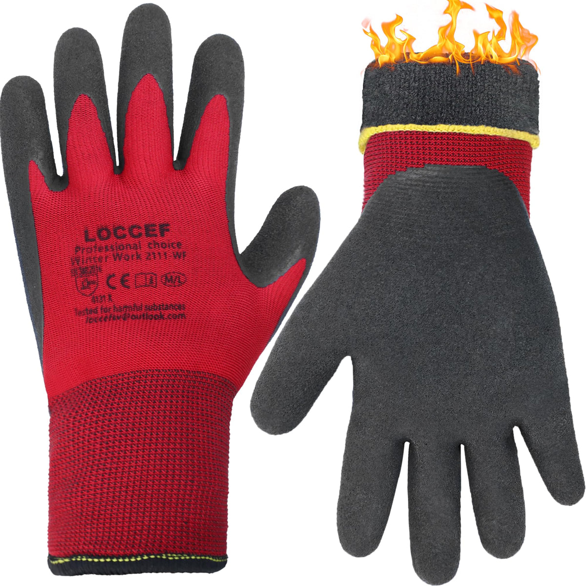 LOCCEF 2 Pairs Winter Work Gloves for Men and Women, Freezer Gloves for Work Below Zero, Thermal Insulated, Super Grip (9/L)