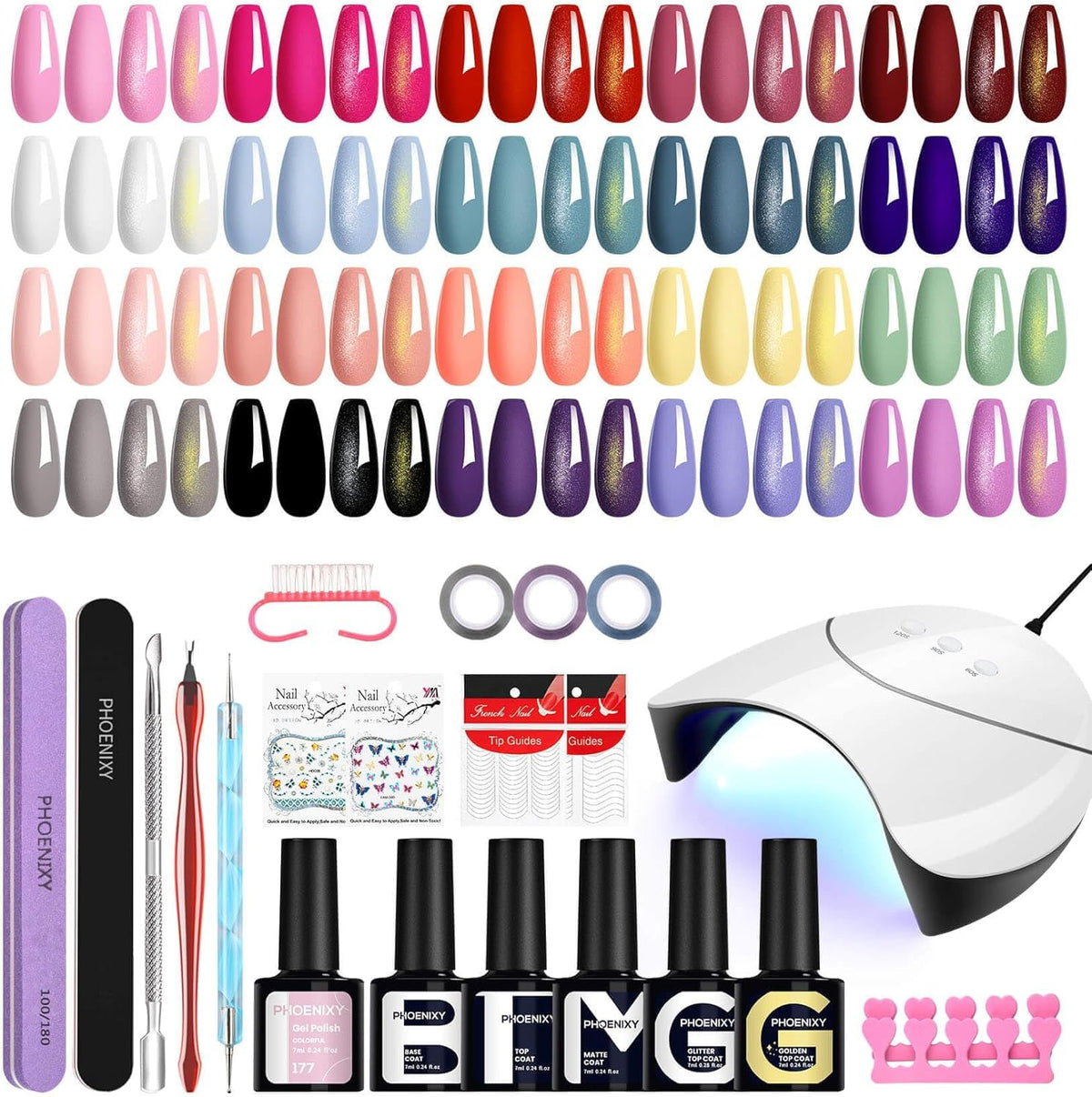 PHOENIXY 25Pcs Gel Nail Polish Set, Gel Nail Kits with Lamp- ST9O29