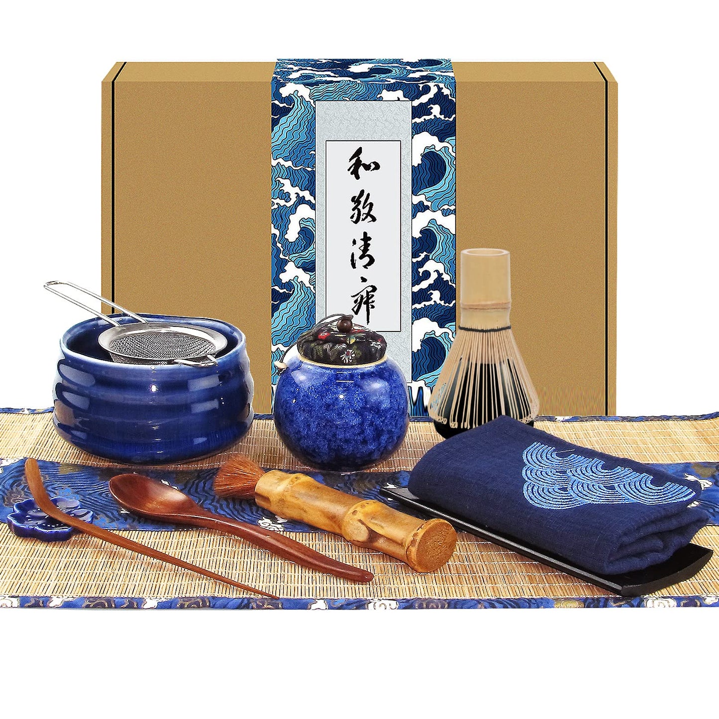 Artcome 12Pcs Japanese Matcha Tea Set, Matcha Bowl, Matcha Whisk, Whisk Holder, Traditional Scoop, Bamboo Brush and Bamboo Screen Handmade Matcha