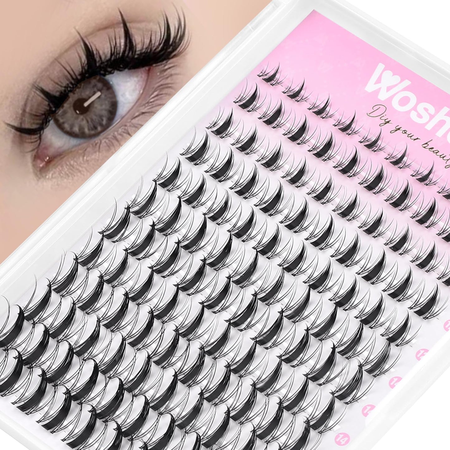 Wosheer Cluster Lashes Individual Eyelashes Clusters 8-18MM Manga Lashes Cluster Anime Lashes D Curvature DIY Individual Eyelashes (Only Matte Lash)