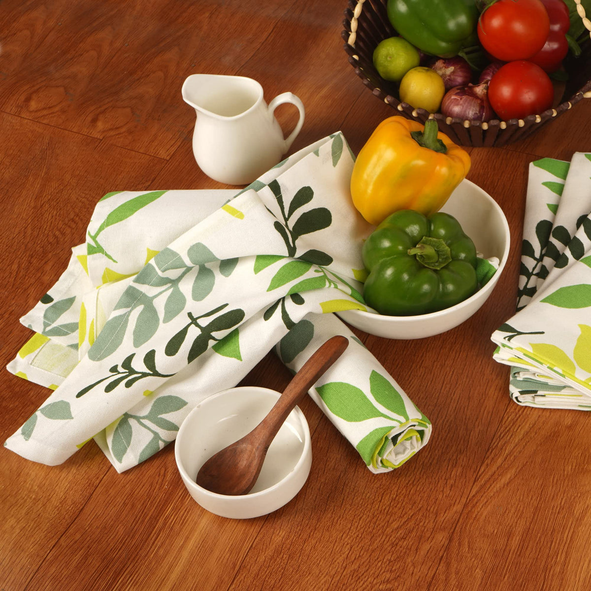 FINGERCRAFT Kitchen Dish Towels, 100% Natural Cotton, Set of 6 Multi-Purpose Kitchen Towels, Very Soft, Highly Absorbent