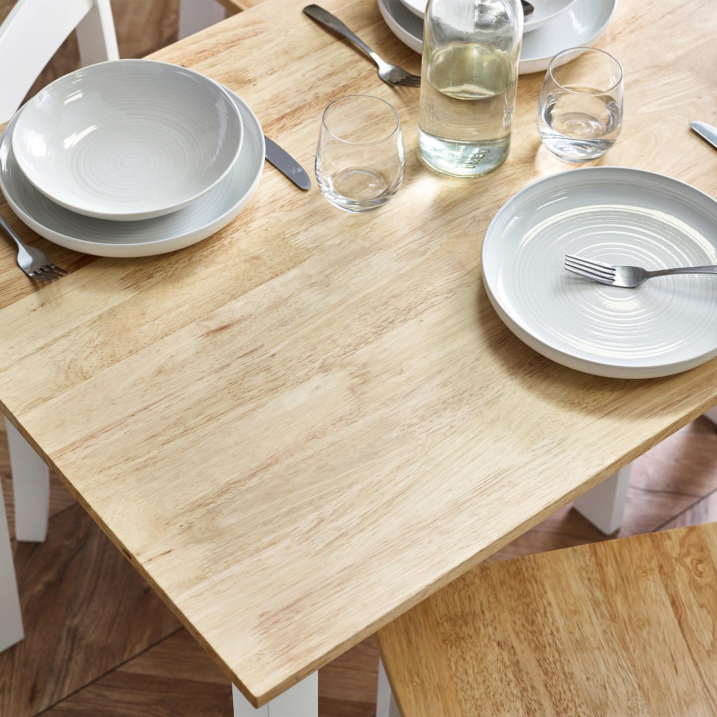 Julian Bowen Linwood Dining Table, Rectangular, White & Wood - H75 x W114cm
