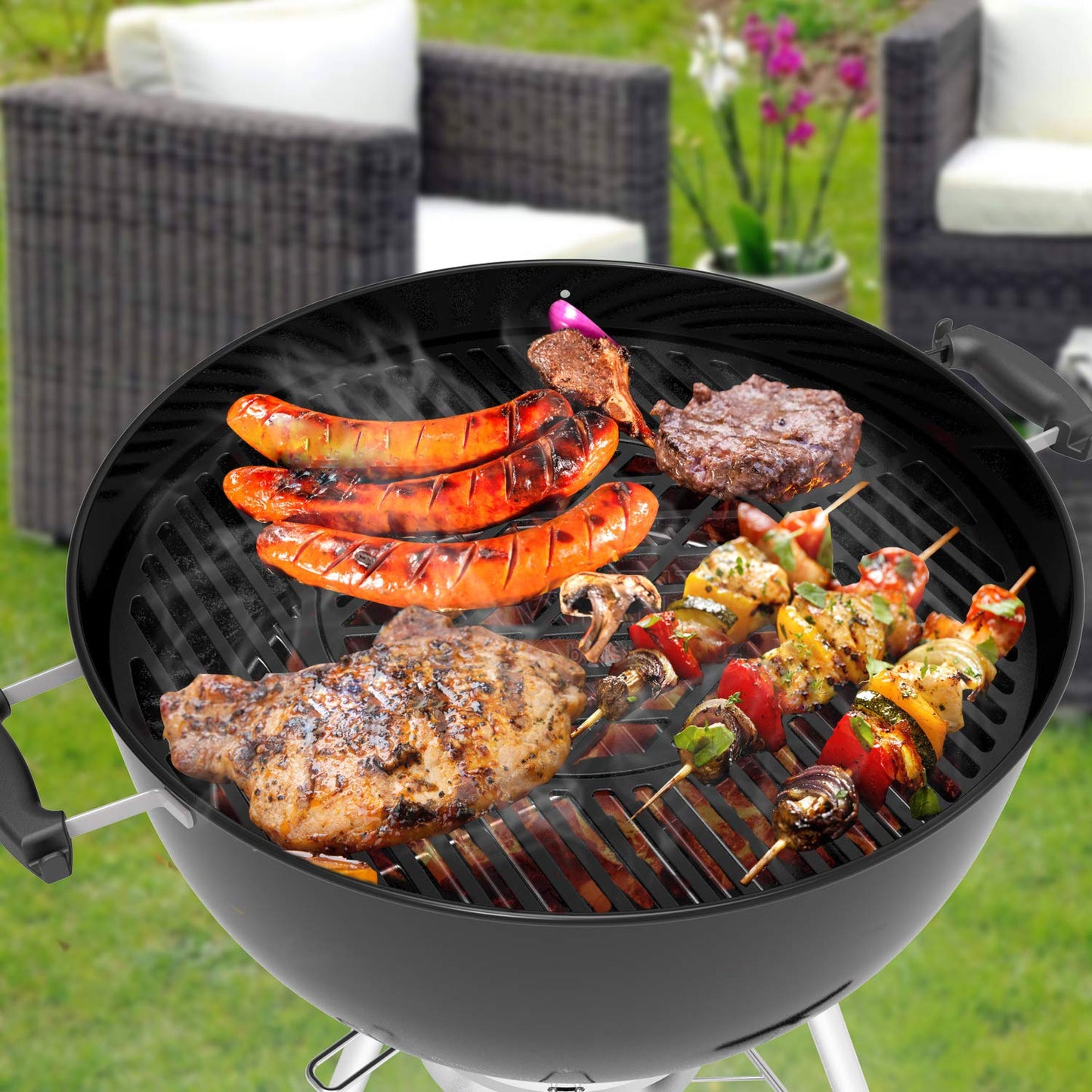 onlyfire Cast Iron Gourmet BBQ System Cooking Grate replacement for 57CM Weber Charcoal Grills