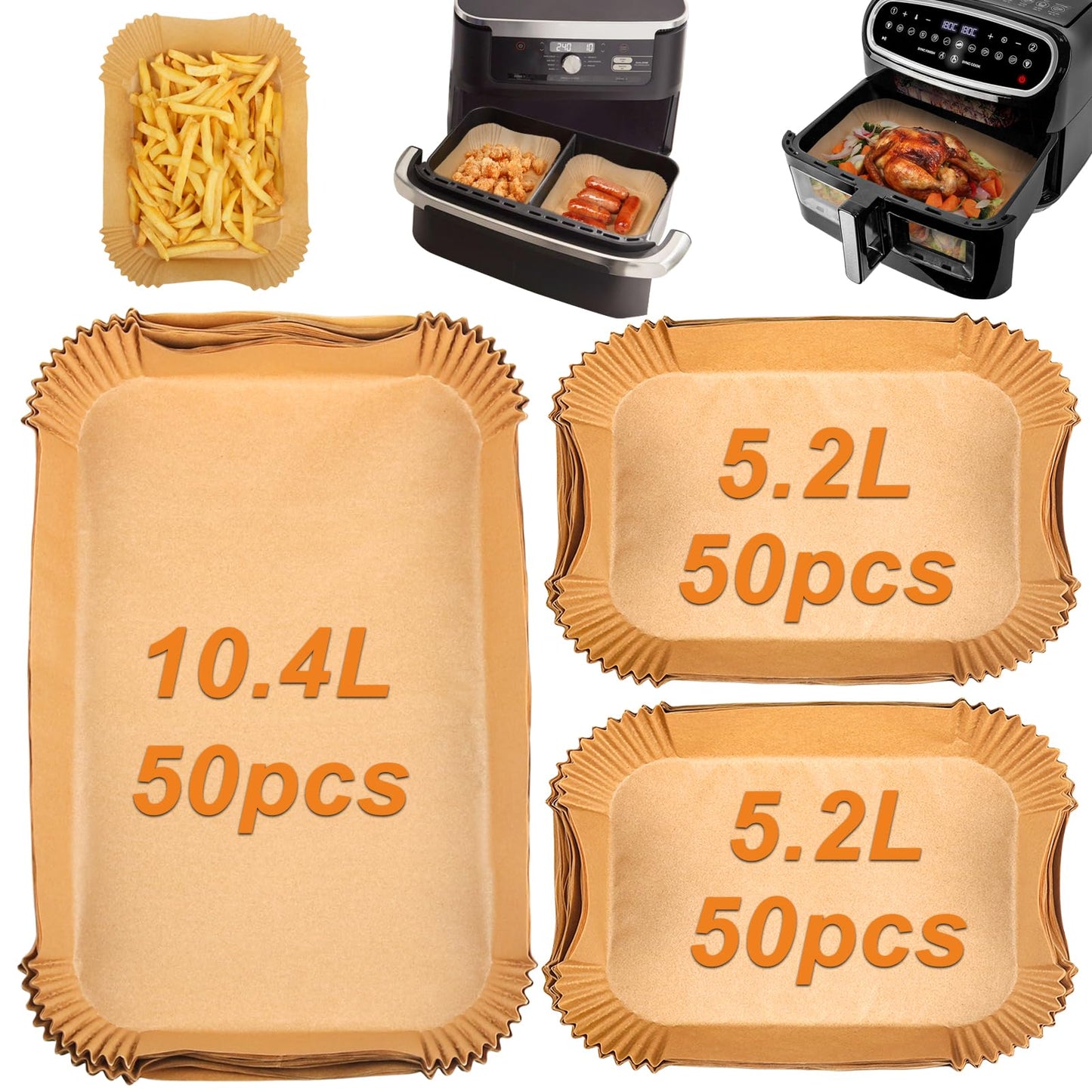 GINOYA Air Fryer Liners for Ninja Foodi FlexDrawer Air Fryer AF500UK AF500UKCP/Duronic AF34/COSORI Smart Air Fryer TwinFry/Instant VersaZone 8.5L,